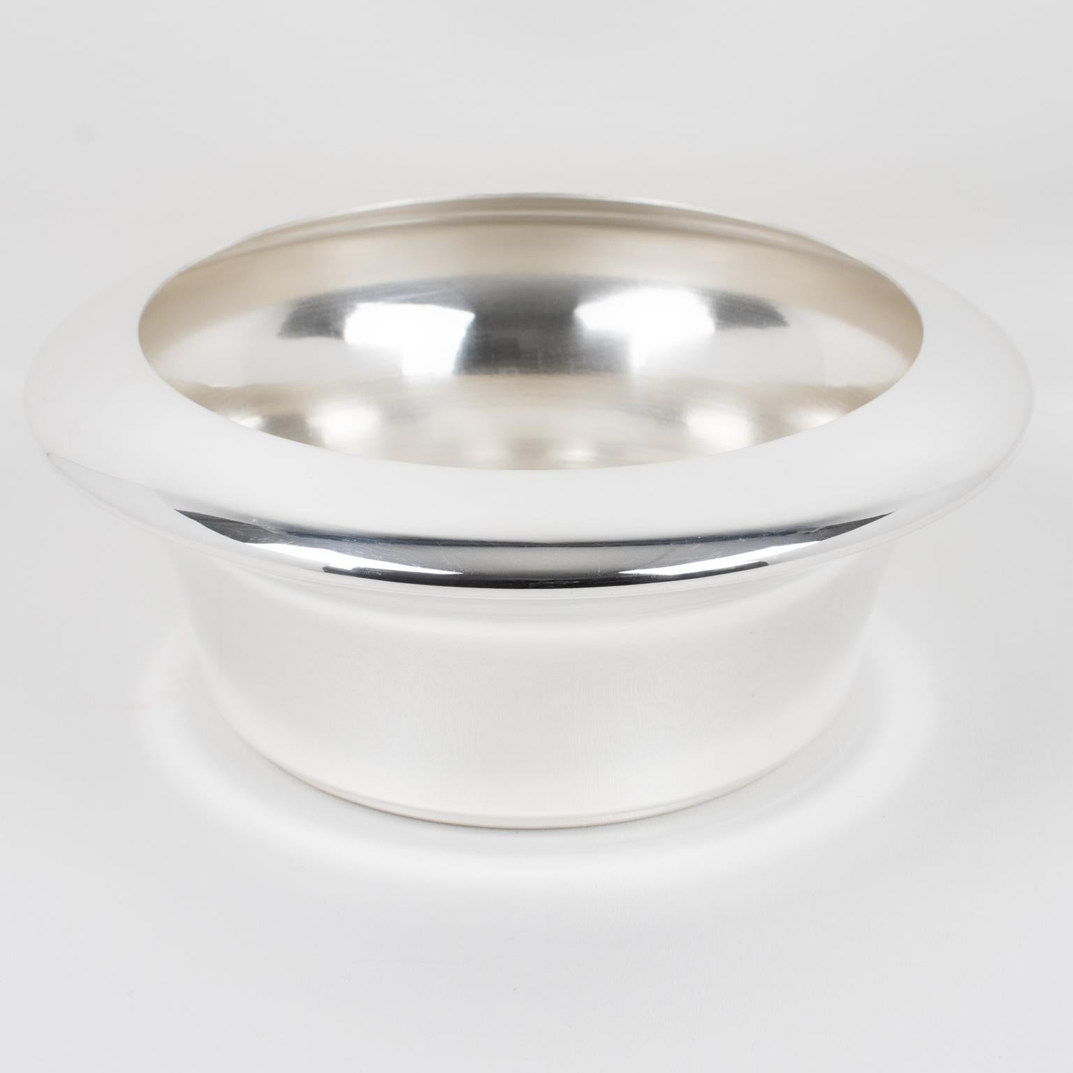 Metal Lino Sabattini Italy Silver Plate and Crystal Caviar Bowl Dish Server