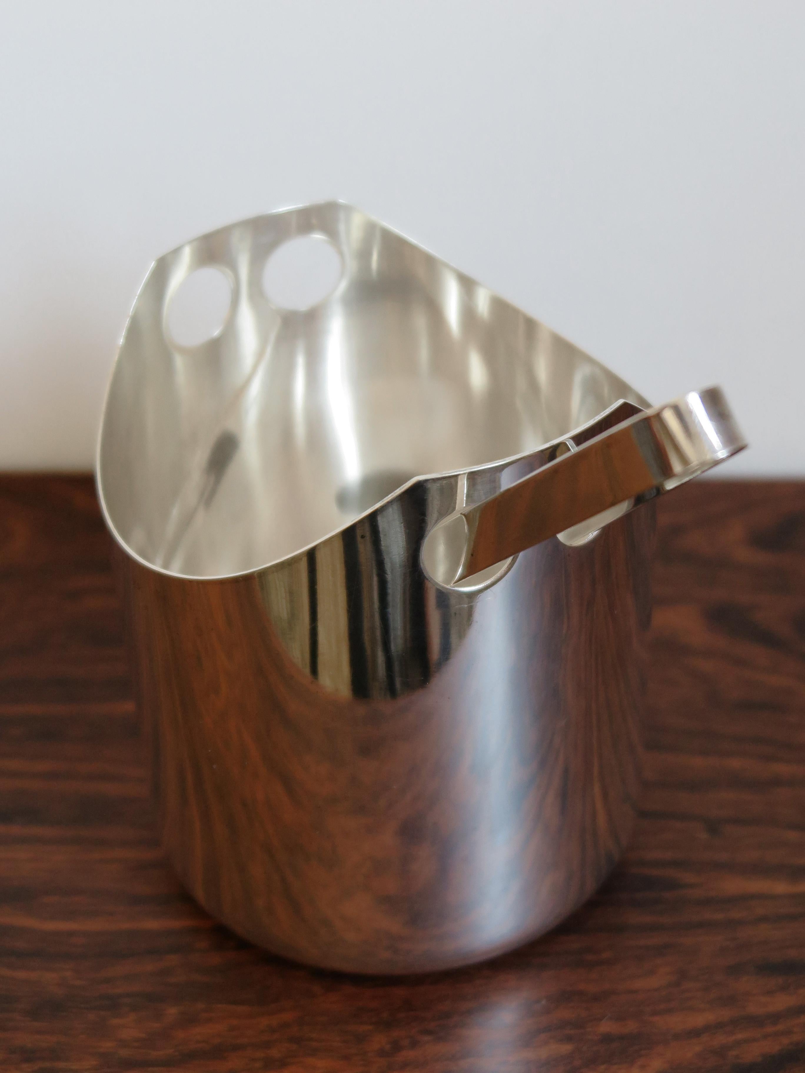 Lino Sabattini Made in Italy Ice Bucket in Silver Metal, 1960s In Good Condition For Sale In Reggio Emilia, IT