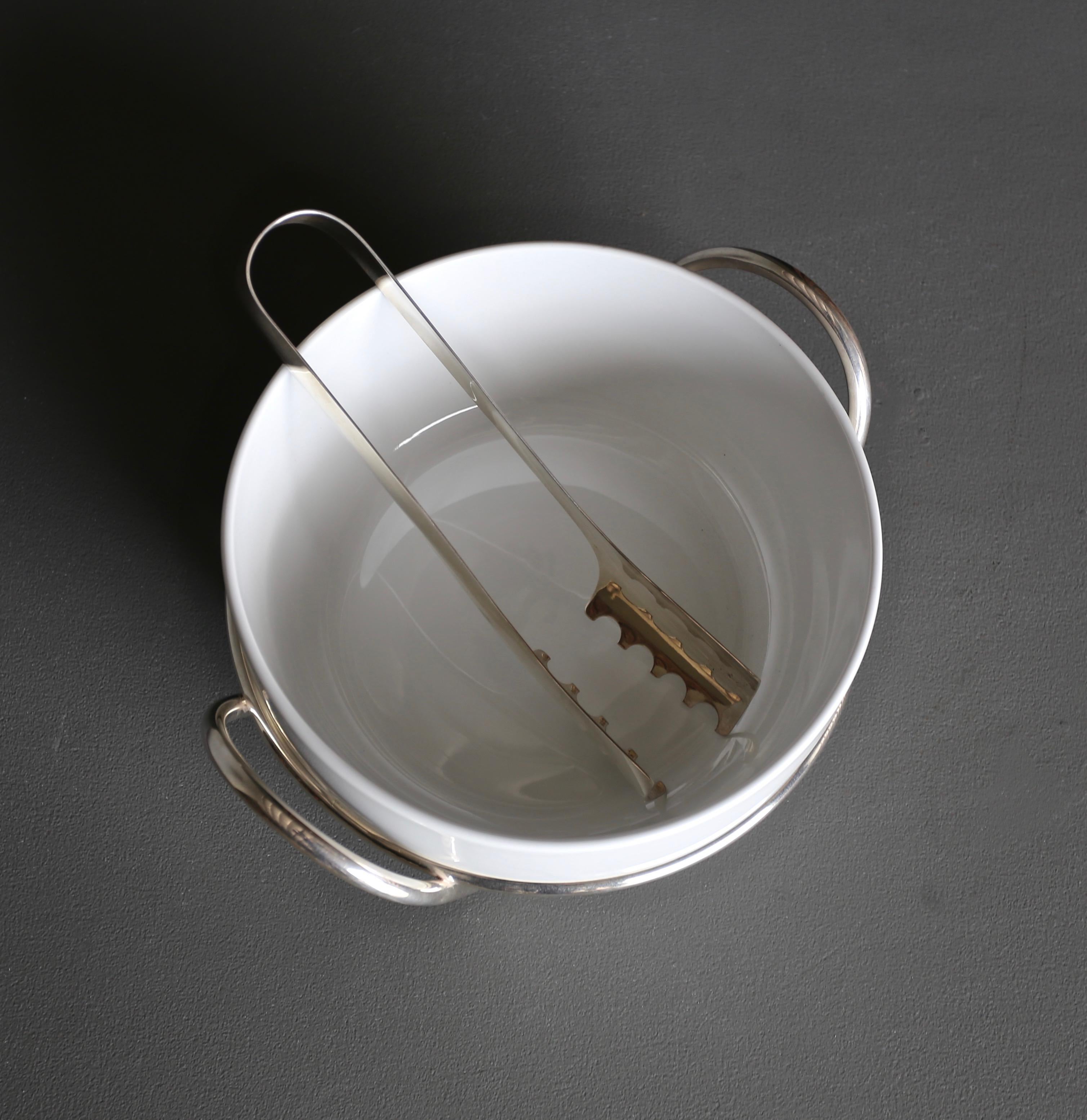 Lino Sabattini Serving Bowl & Tongs, circa 1970 1