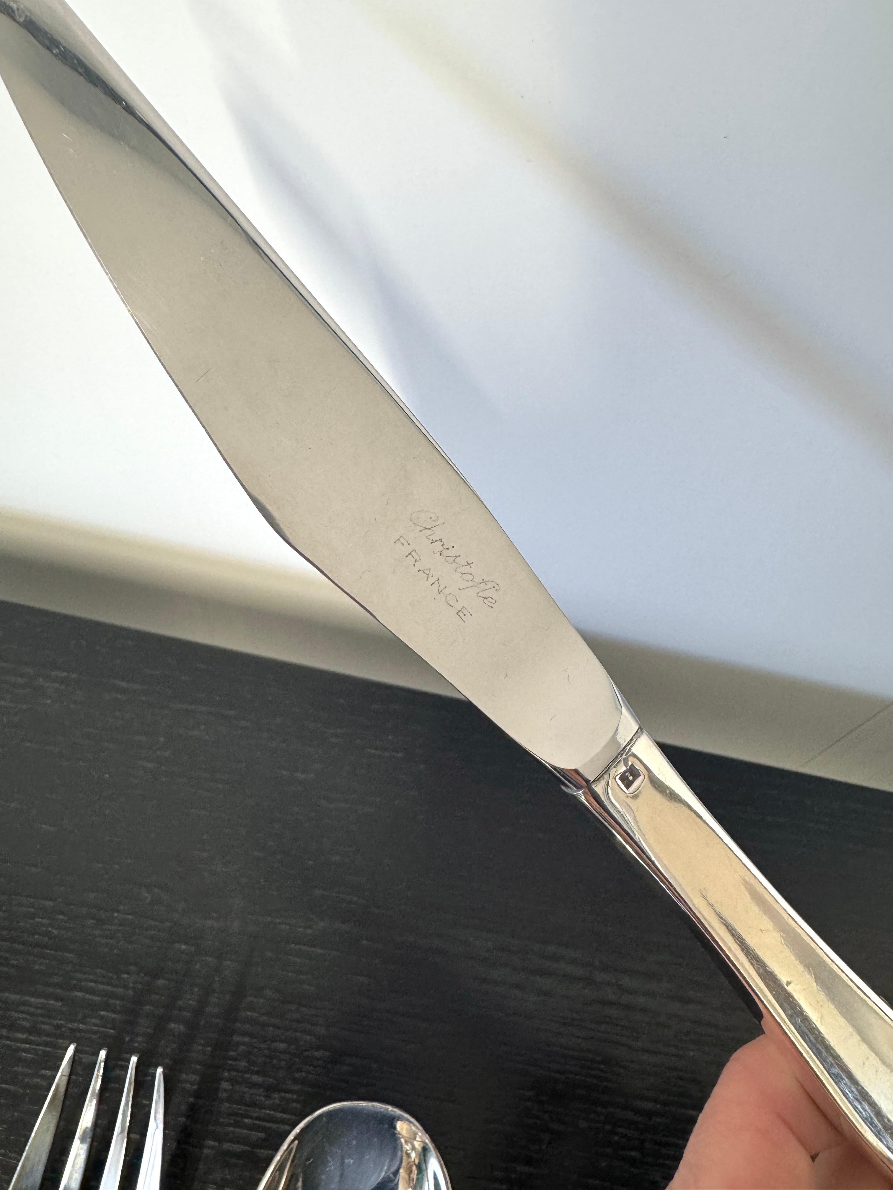 Steel Lino Sabattini, Set of 6 flatware, Christofle, 1957 For Sale