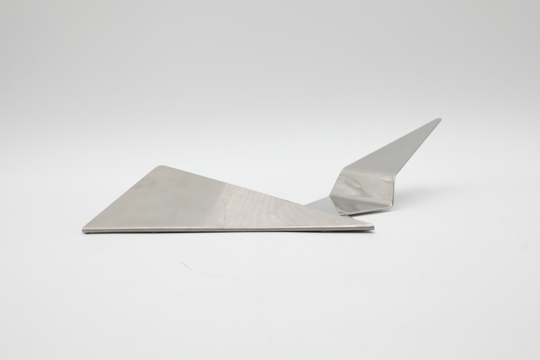 Lino Sabattini Style Folded Brushed Steel Modernist Serving Set, 1970s For Sale 11
