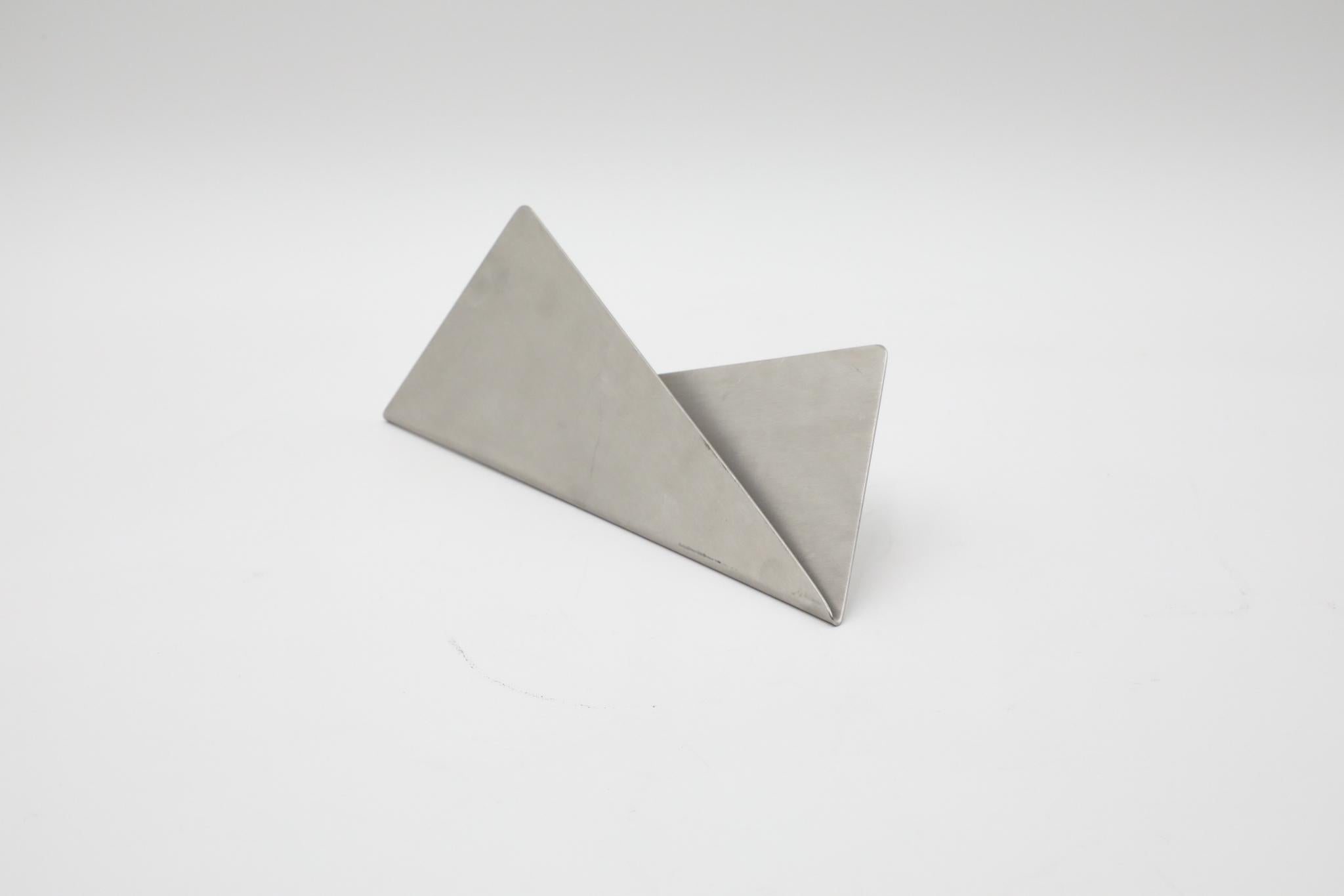 Lino Sabattini Style Folded Brushed Steel Modernist Serving Set, 1970s For Sale 12