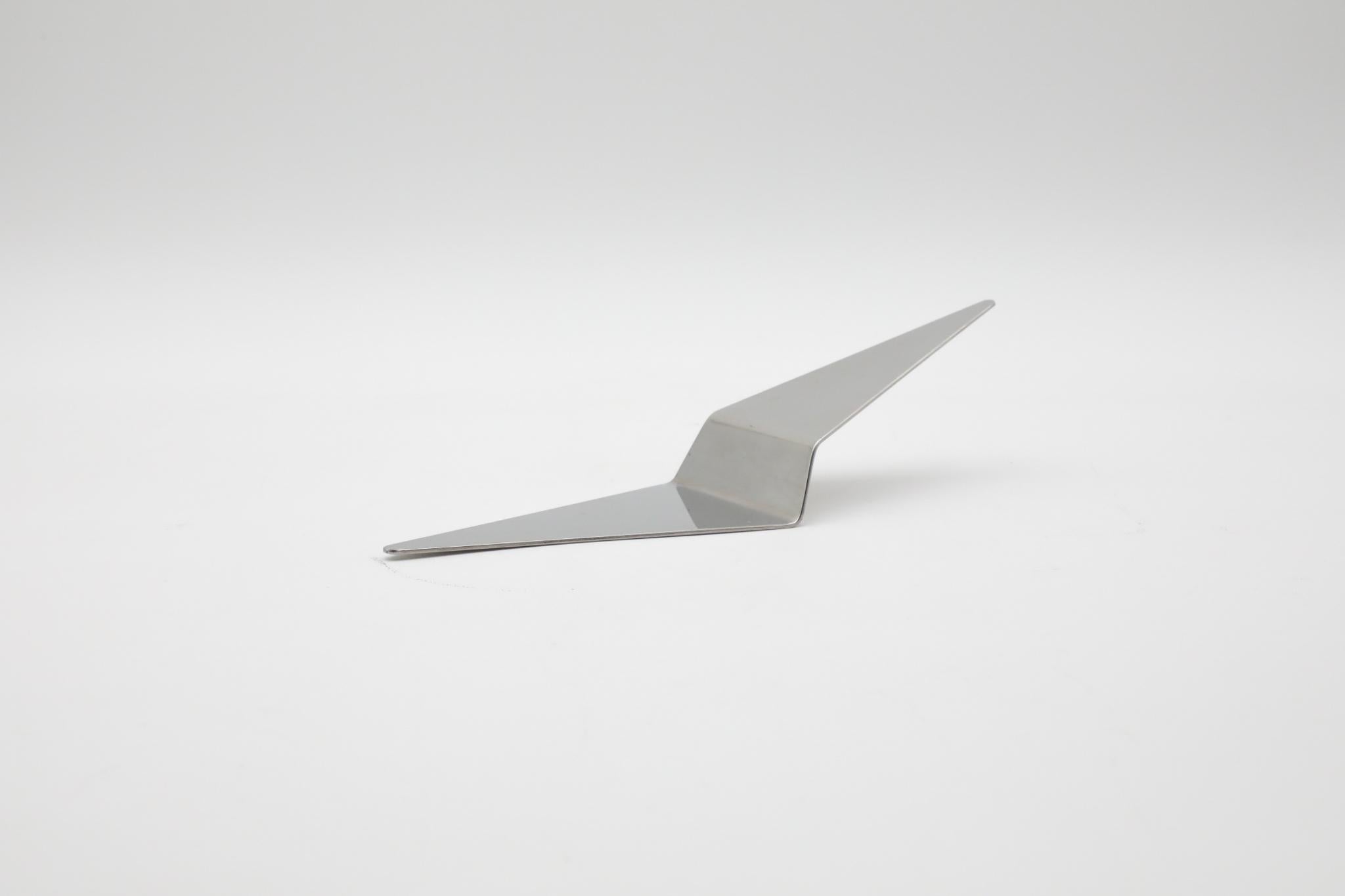 Lino Sabattini Style Folded Brushed Steel Modernist Serving Set, 1970s For Sale 13