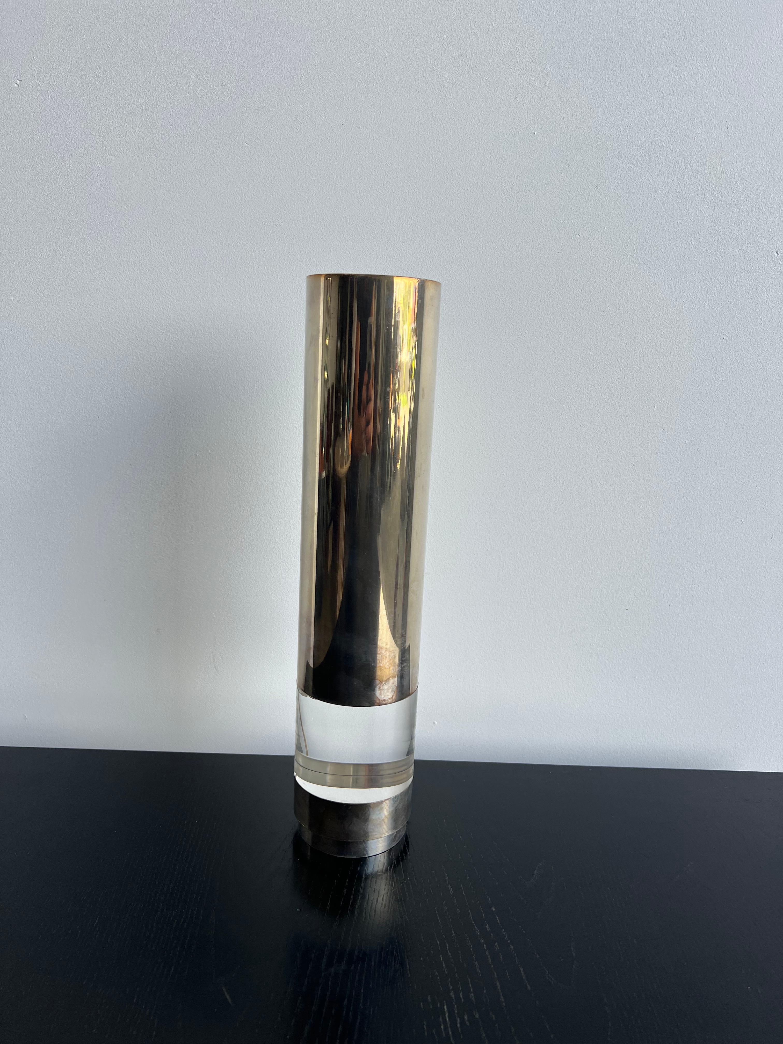 Lino Sabattini Silver Plated Table Lamp by Christofle, France 1960s.
Silver plated tube with Perspex middle section.
