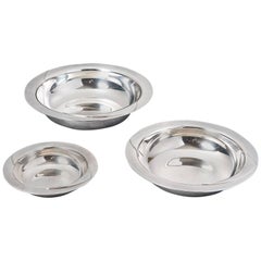 Lino Sabbatini Rare Set of Graduated Round Silvered Bowls, Italy, 1970s