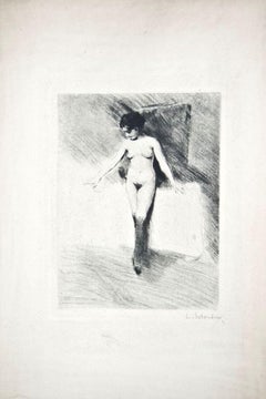 Used The Little Model - Original Drypoint by Lino Selvatico - 1910