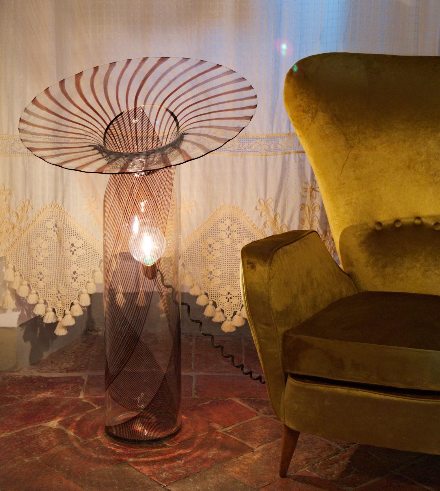 Lino Tagliapietra, 1972, Amethyst Filigree Ghibli Floor Lamp, the Artist Sunrise 3