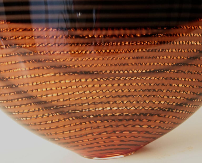 Lino Tagliapietra 2008, Burnt Orange and Black Smalto Vase, Signed For Sale 7