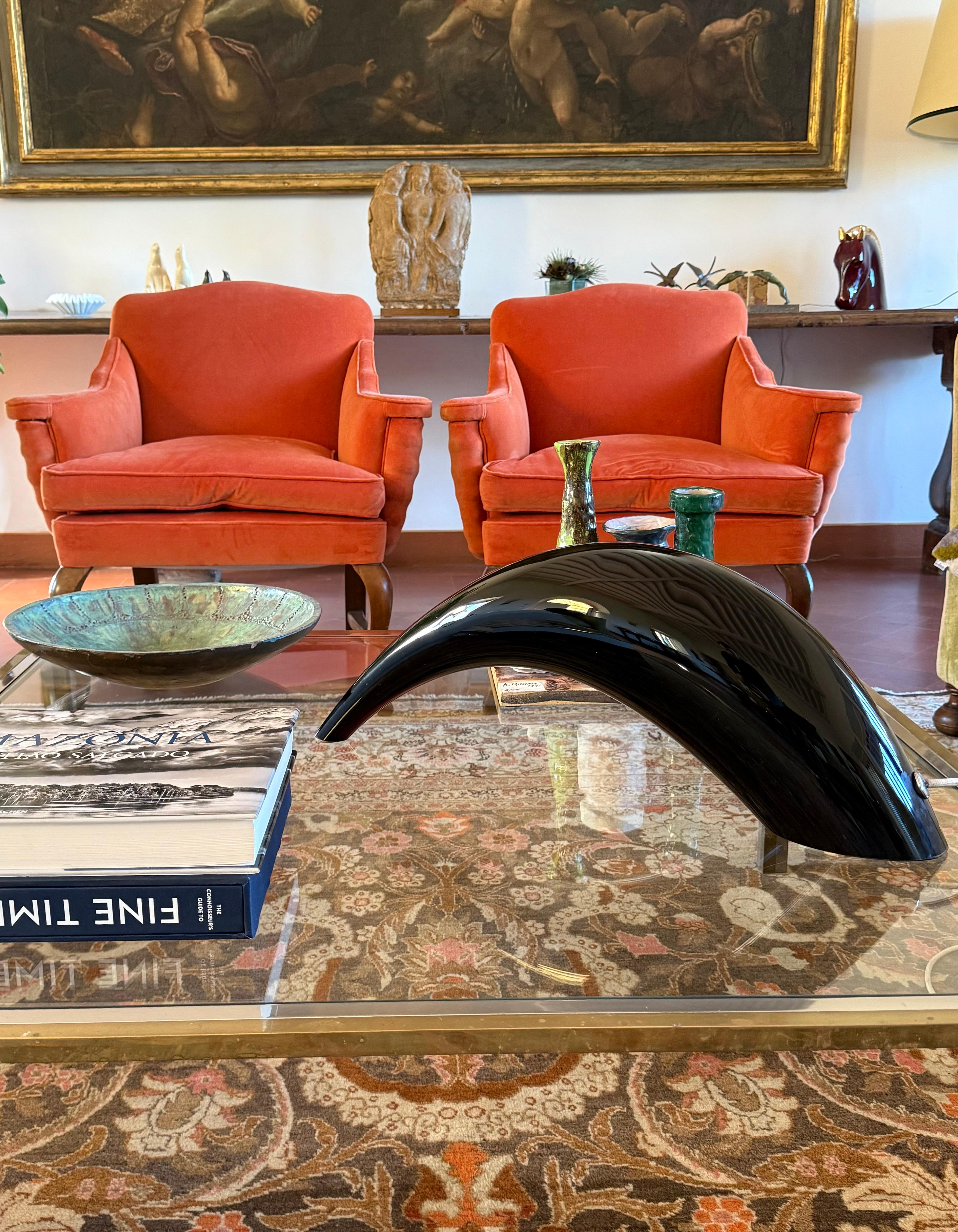 Lino Tagliapietra, Black glass sculptural lamp, La Murrina Italy 1971 In condizioni ottime a Firenze, IT