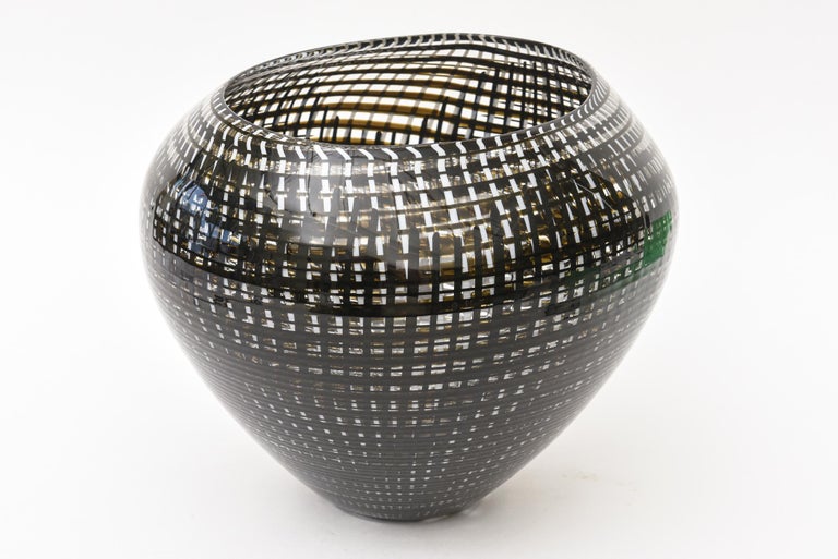 Modern Lino Tagliapietra Blown Glass Tessuto Vase, Bowl or Vessel Sculpture For Sale
