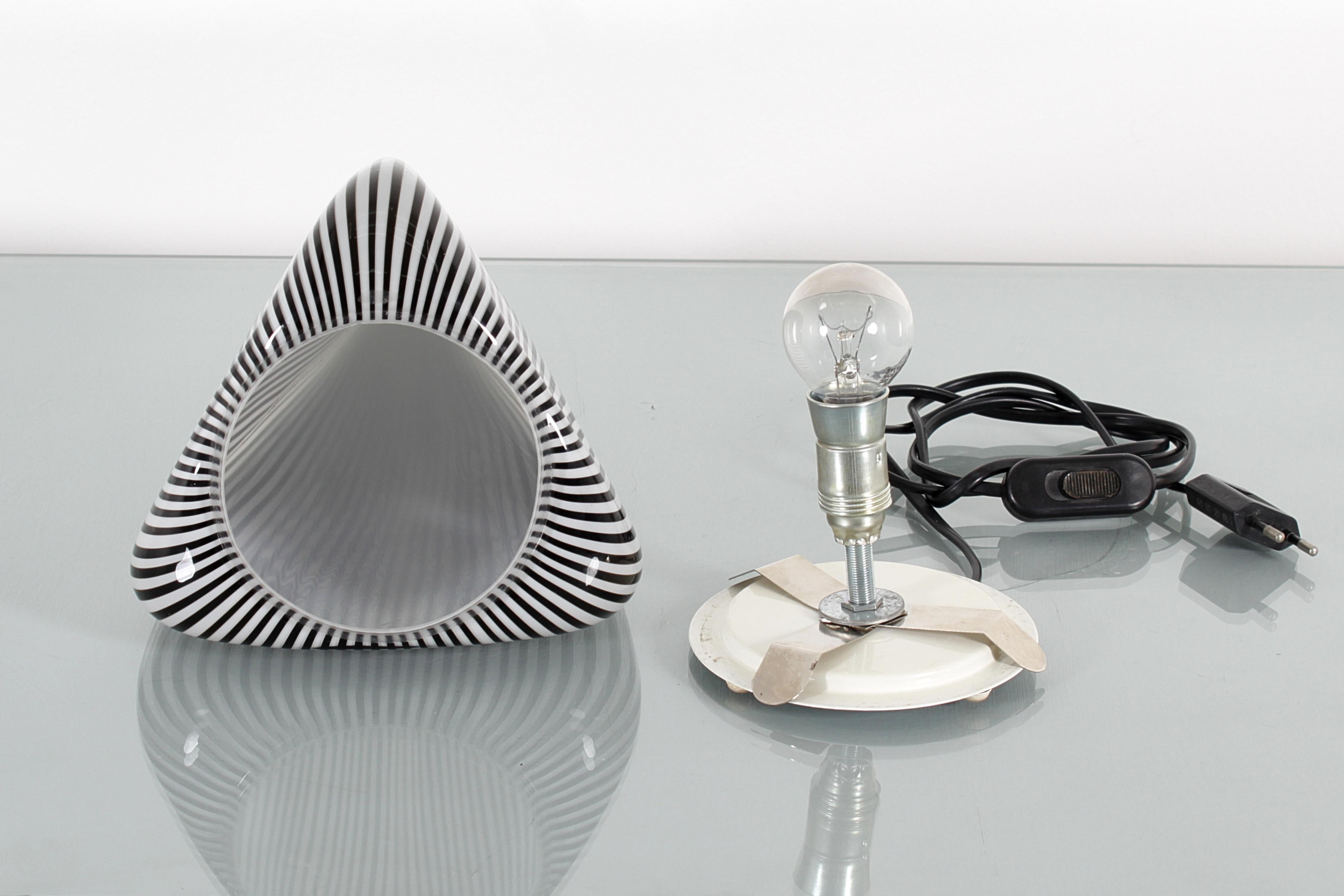 Lino Tagliapietra for Effetre (attr) B.&W. Murano Glass Table Lamp 80s Italy 4