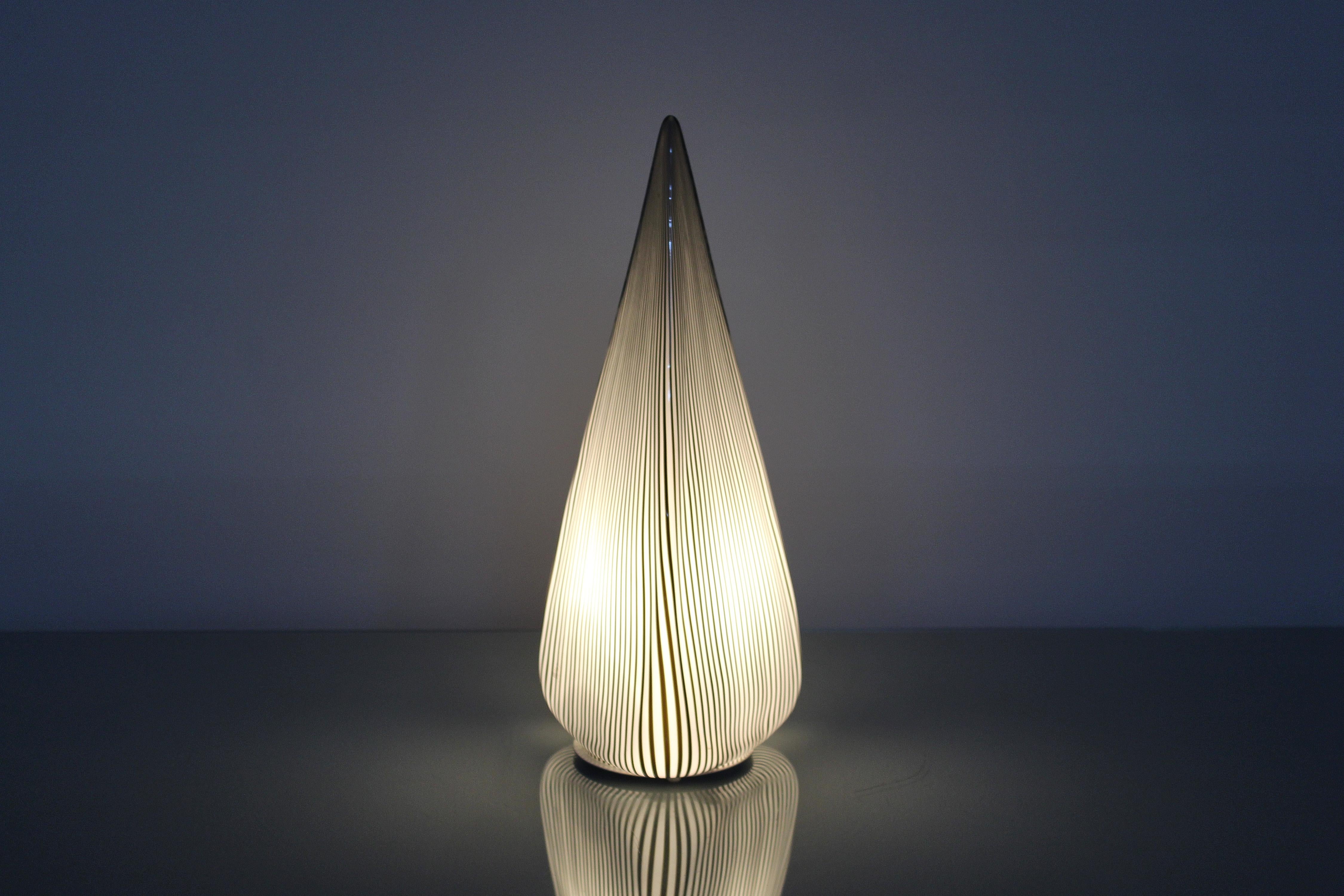 Lino Tagliapietra for Effetre (attr) B.&W. Murano Glass Table Lamp 80s Italy 7
