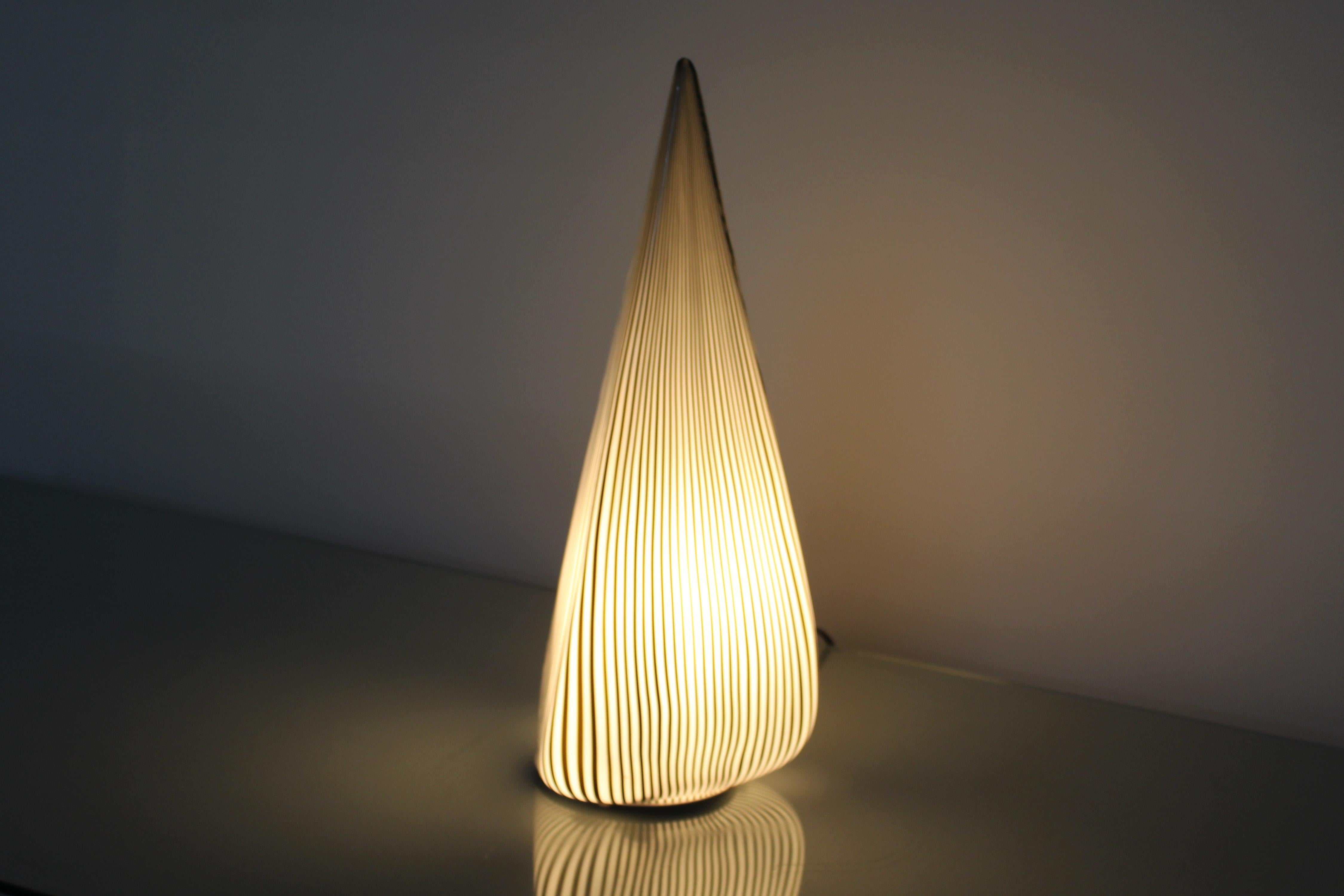 Lino Tagliapietra for Effetre (attr) B.&W. Murano Glass Table Lamp 80s Italy 8