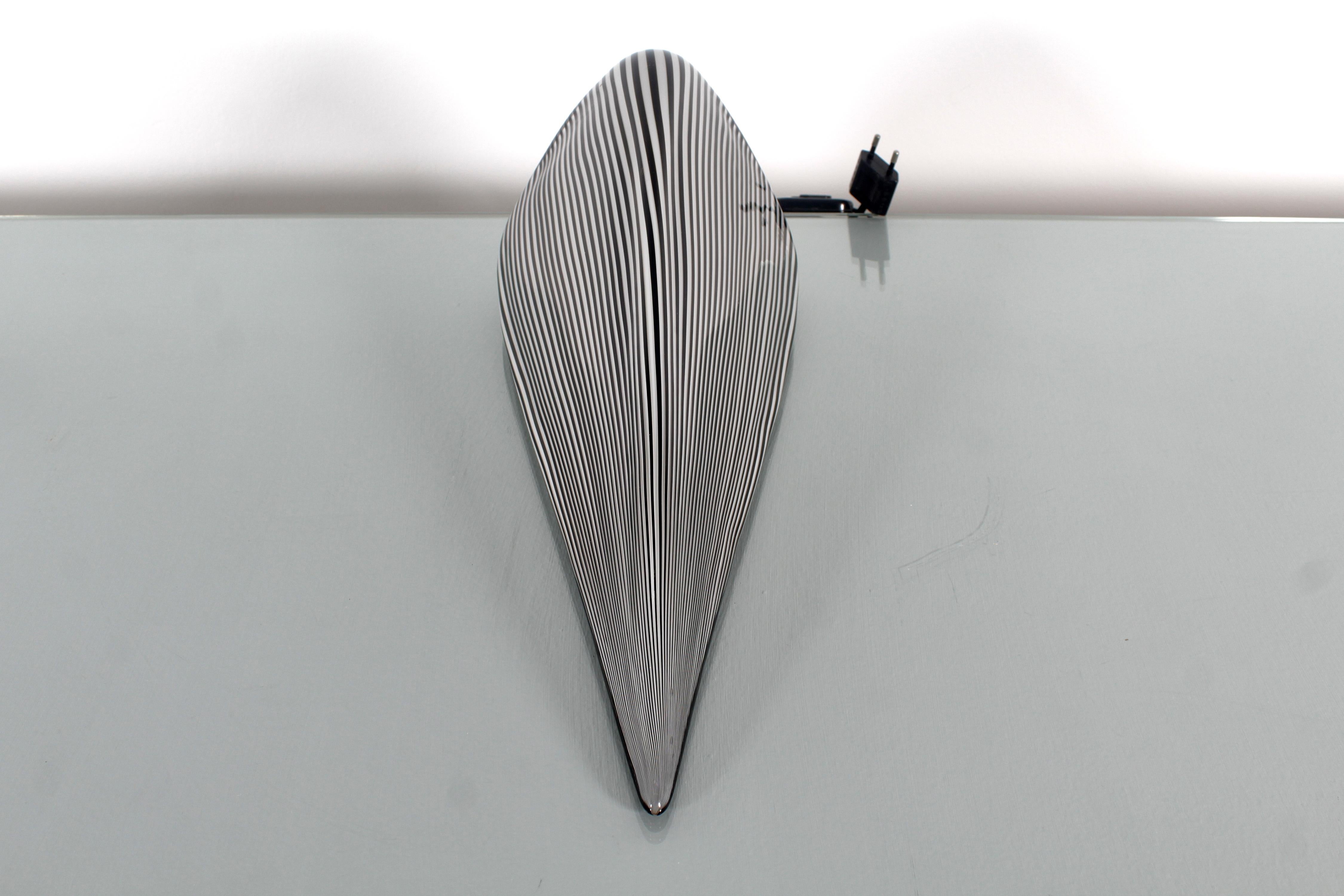 Mid-Century Modern Lino Tagliapietra for Effetre (attr) B.&W. Murano Glass Table Lamp 80s Italy
