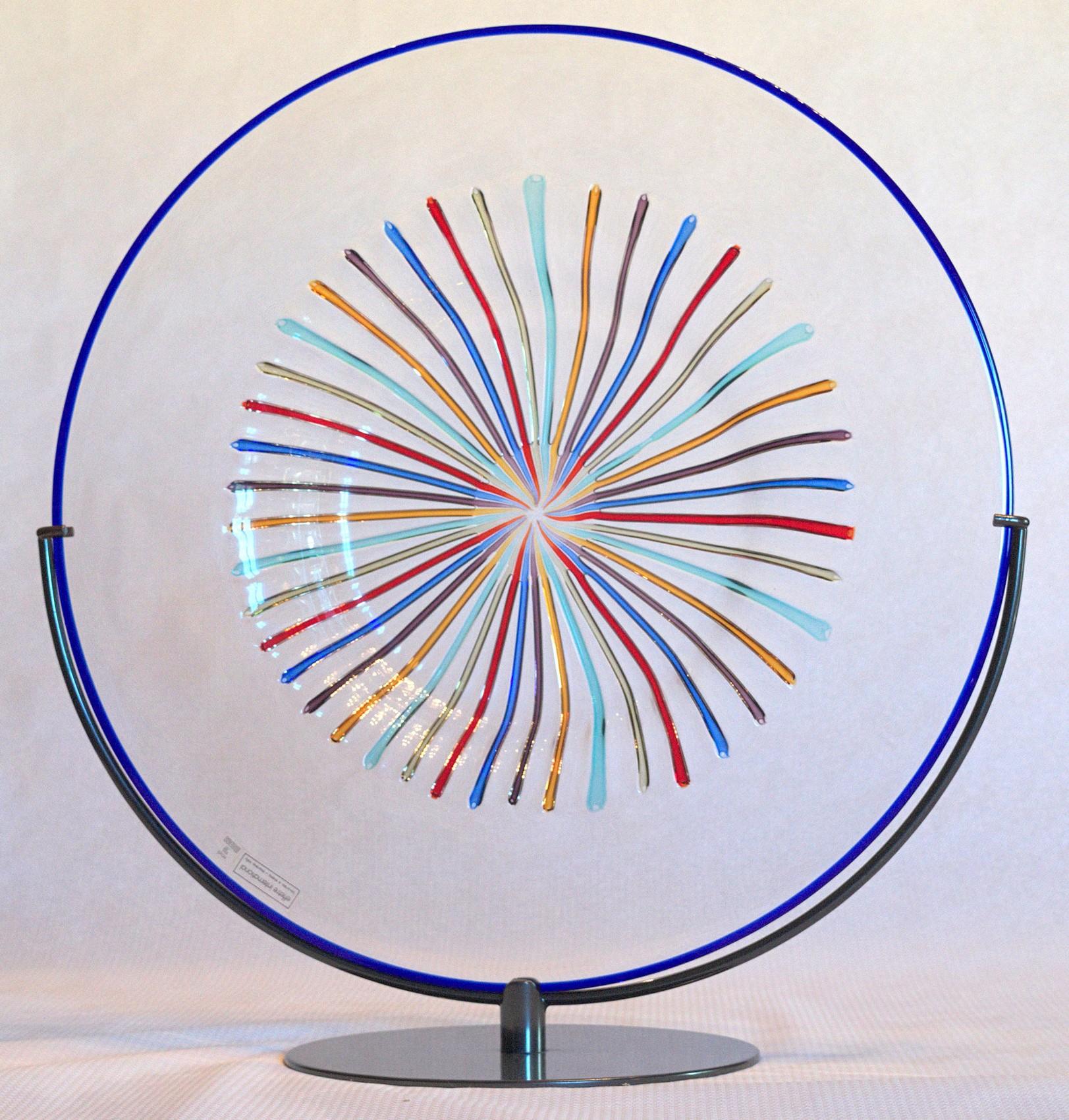 Italian Lino Tagliapietra for Effetre, Disc Original Stand, 1980s Raising Star Milestone