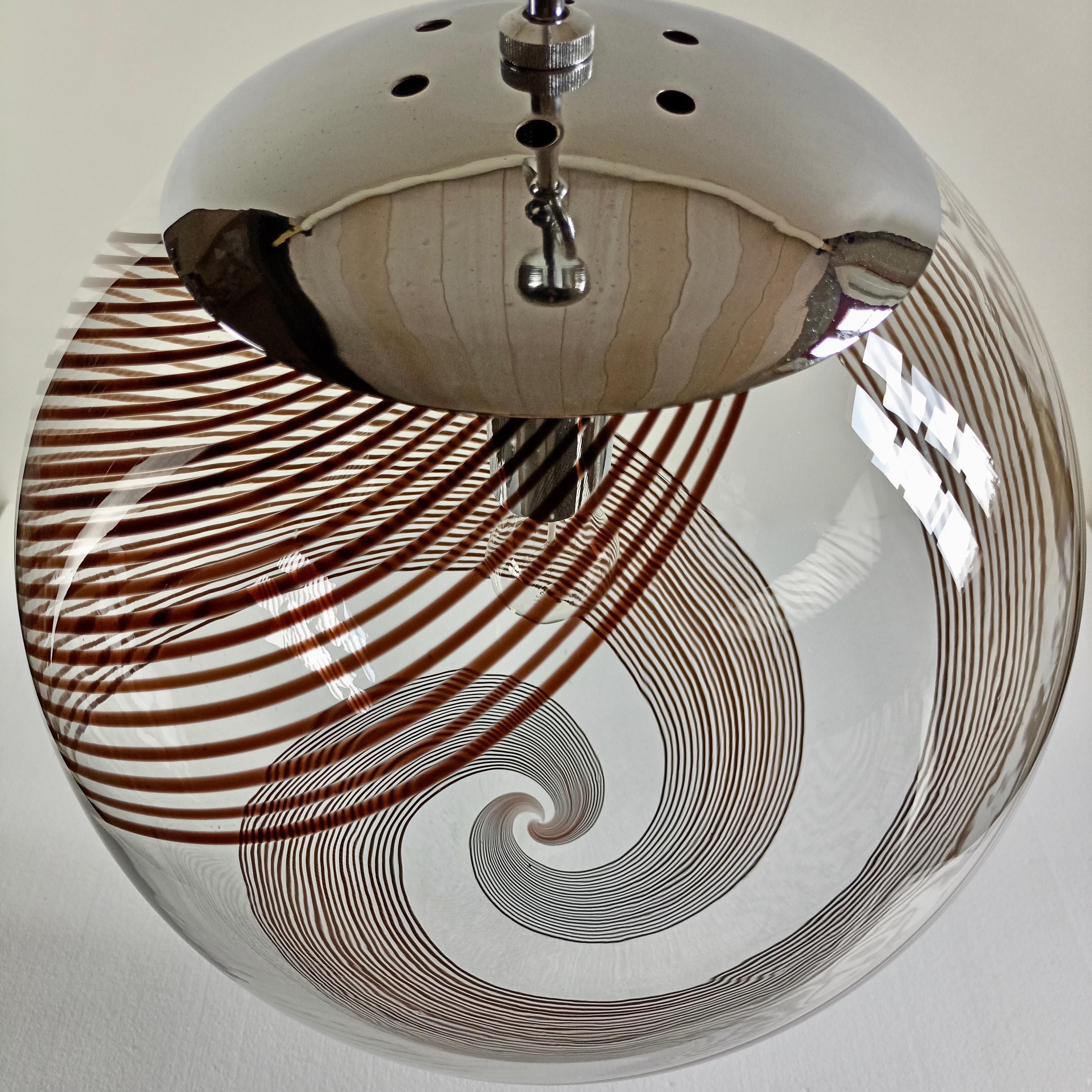 Late 20th Century Lino Tagliapietra for La Murrina 1970s Large Murano Art Glass Pendant Lamp