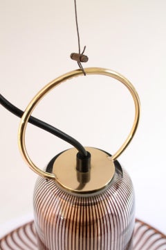 Lino Tagliapietra for Venini. Large retro "trumpet" Murano glass pendant lamp