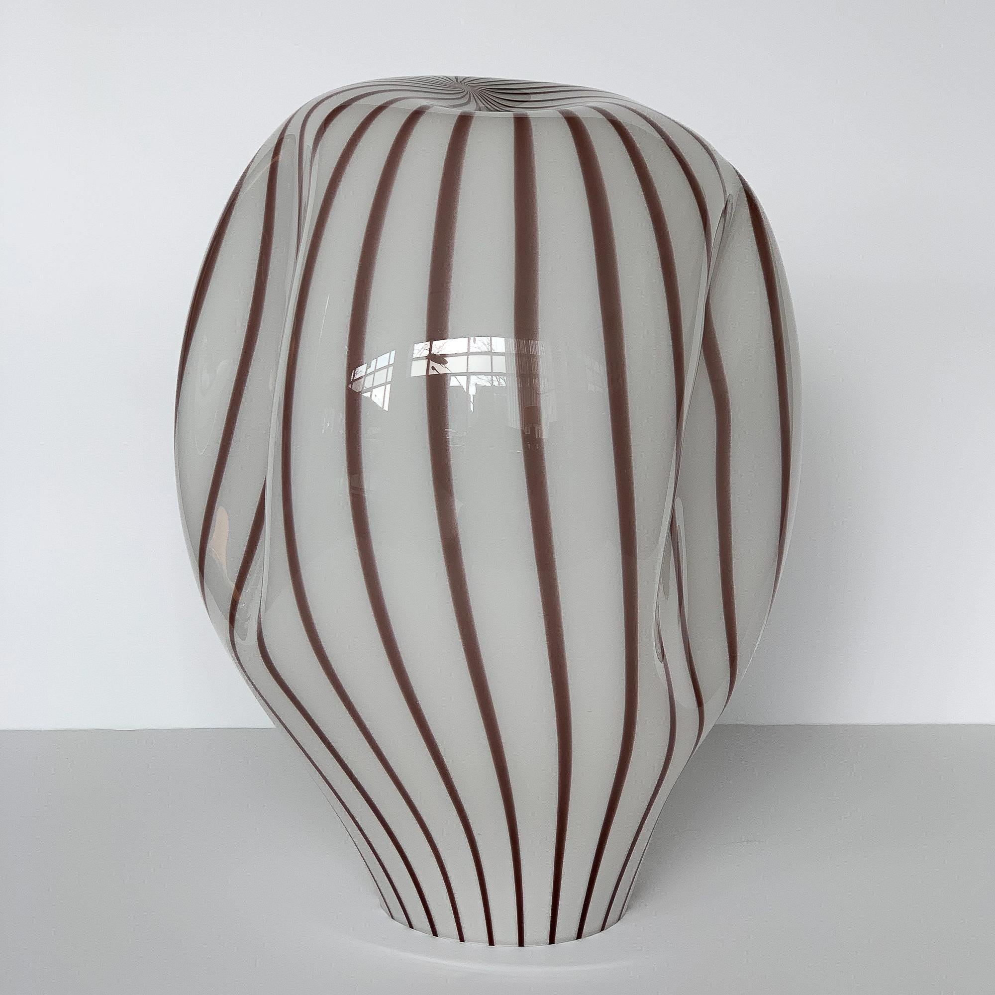 Mid-Century Modern Lino Tagliapietra Murano Glass Striped Balloon Table Lamp for Effetre