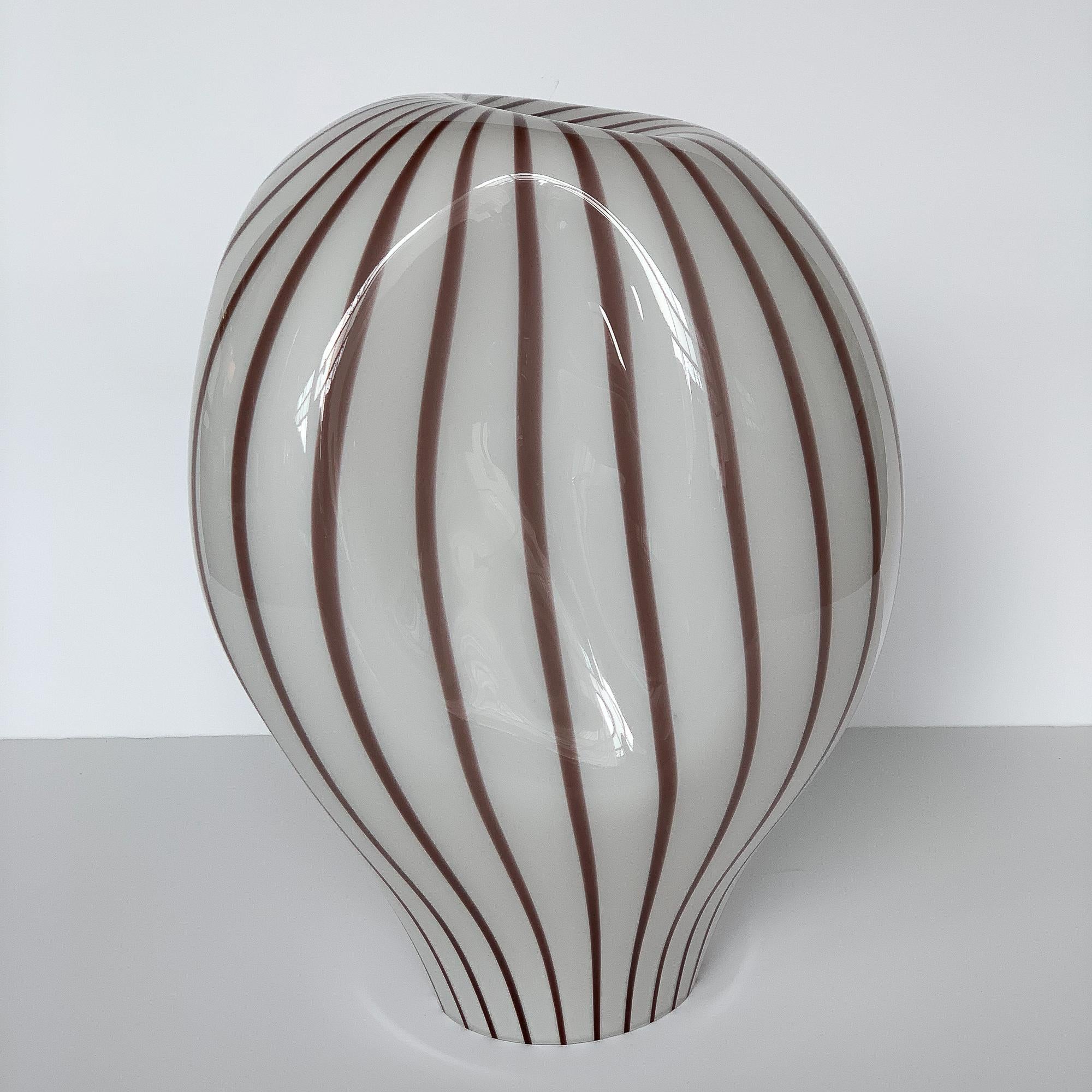 Italian Lino Tagliapietra Murano Glass Striped Balloon Table Lamp for Effetre