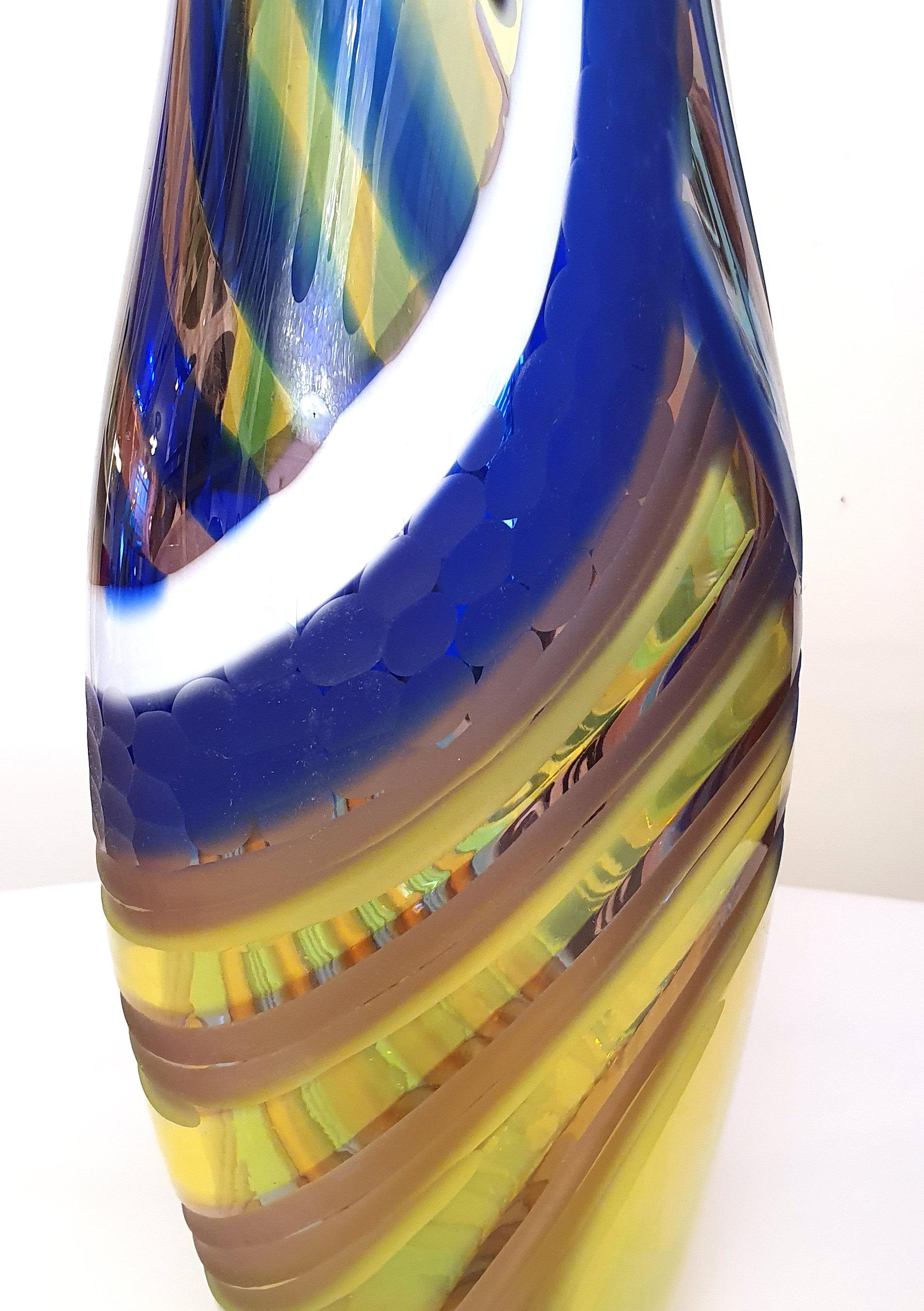 Italian Lino Tagliapietra Murano Glass Vase Signed by the Artist For Sale