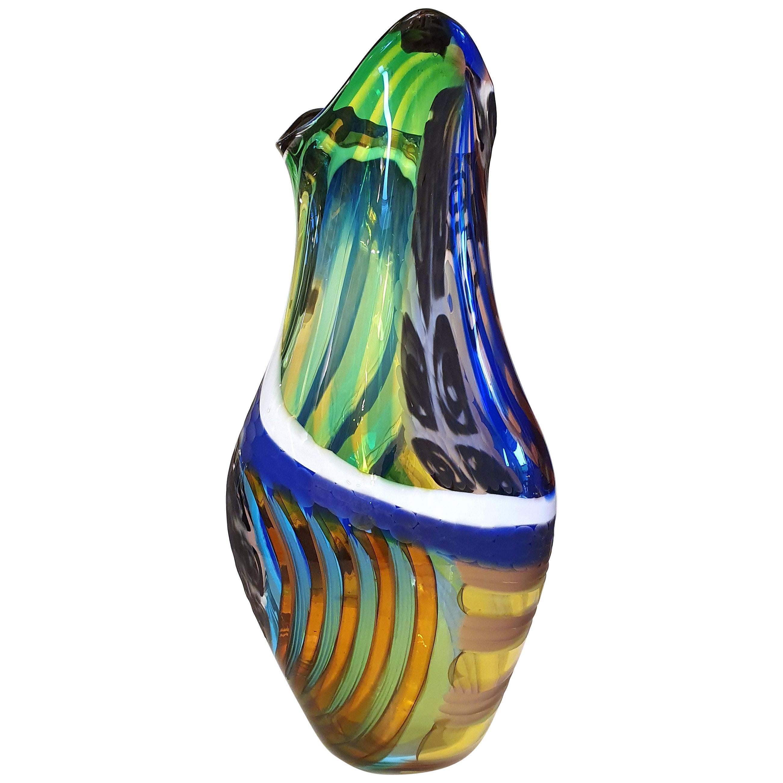 Lino Tagliapietra Murano Glass Vase Signed by the Artist For Sale