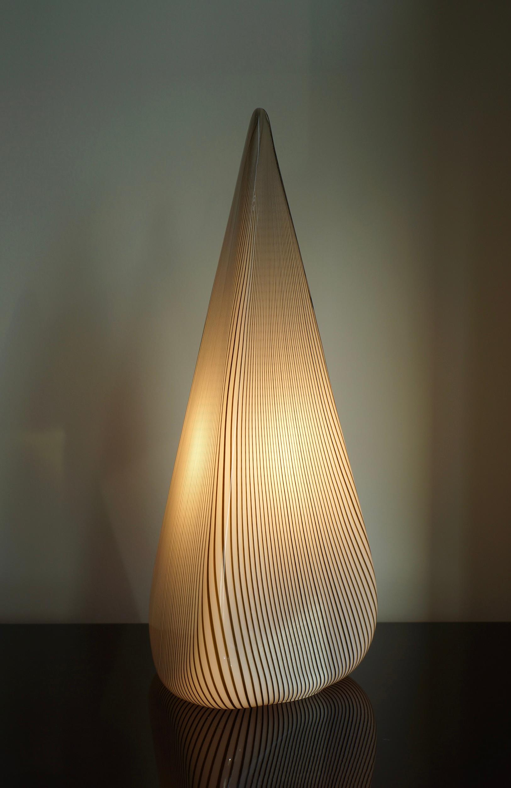 Italian Lino Tagliapietra Murano pyramid art glass table lamp