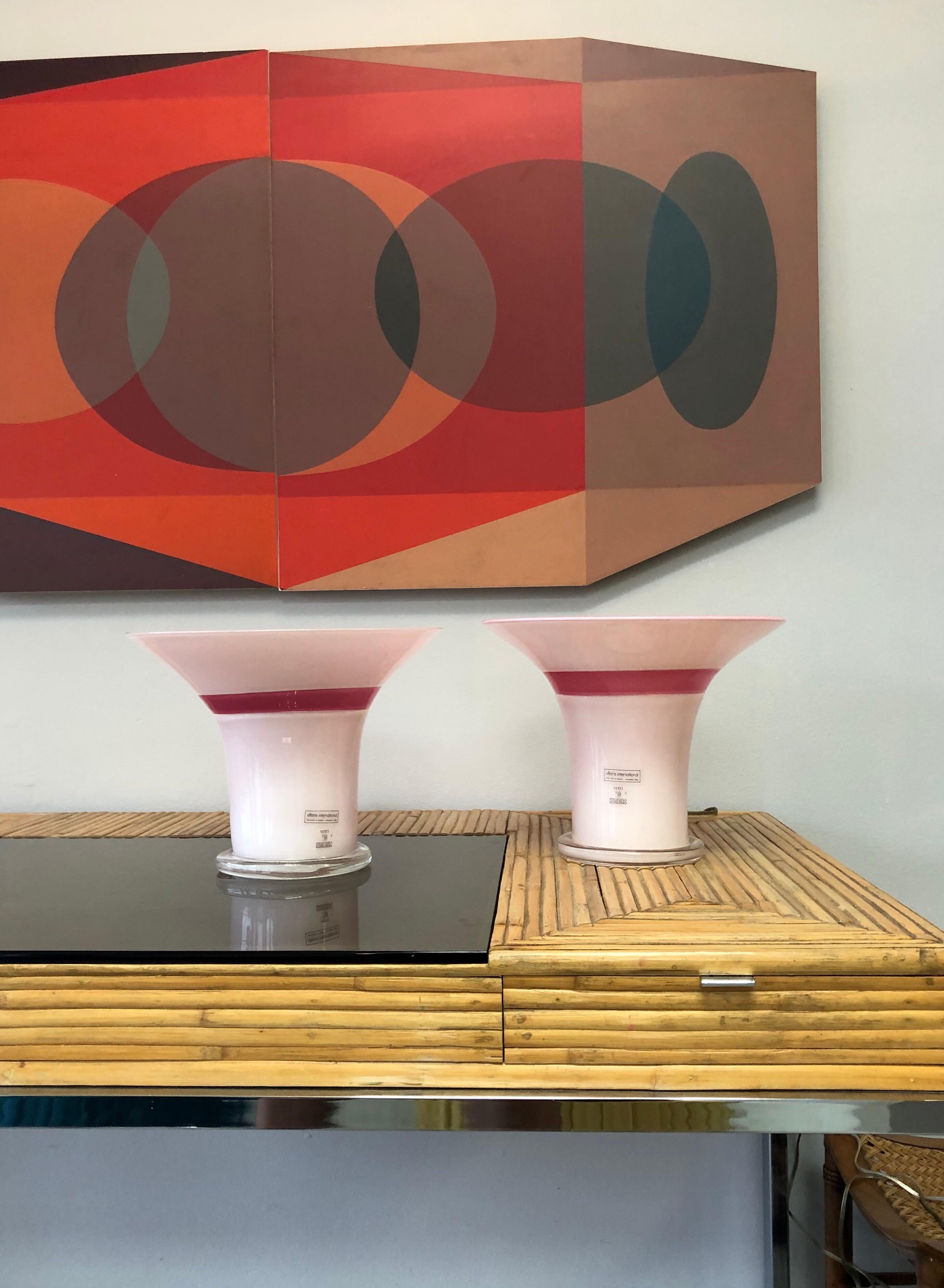 Lino Tagliapietra Signed Rare Pair of Murano Glass Table Lamps, 1982 4