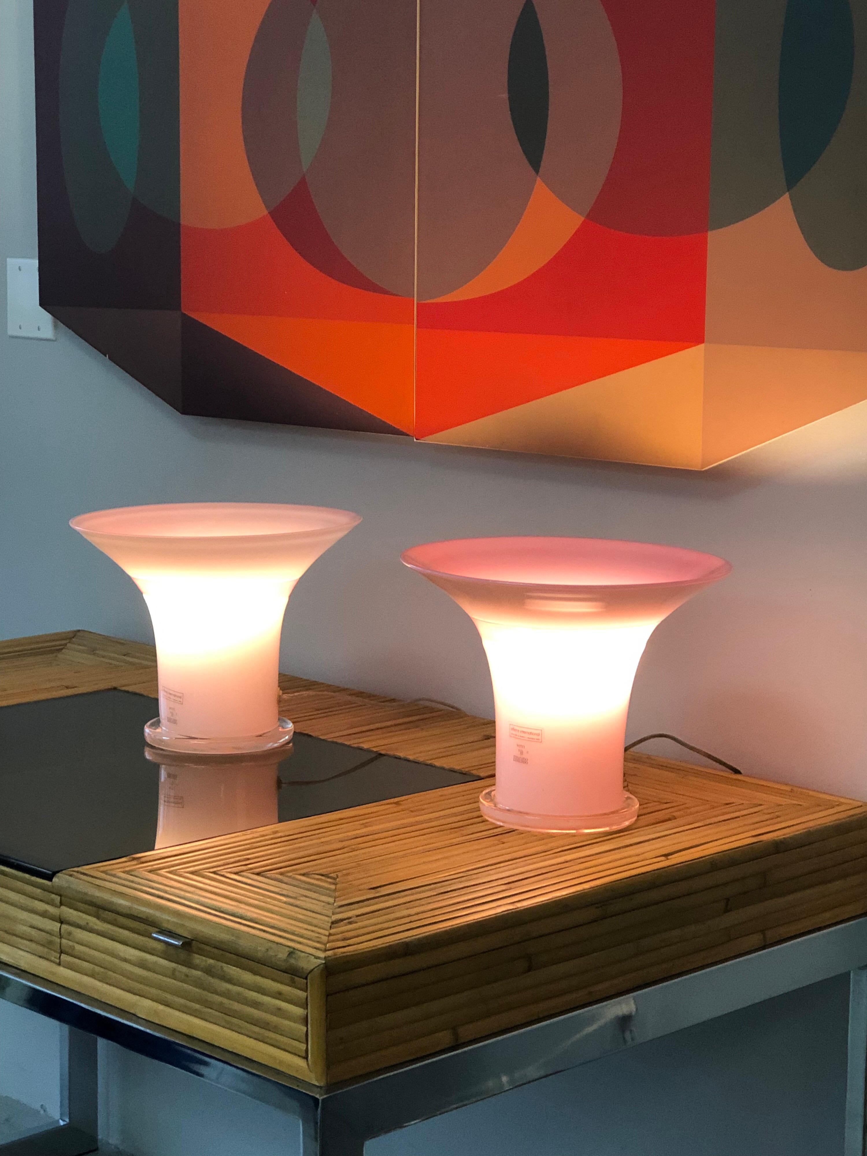 Italian Lino Tagliapietra Signed Rare Pair of Murano Glass Table Lamps, 1982