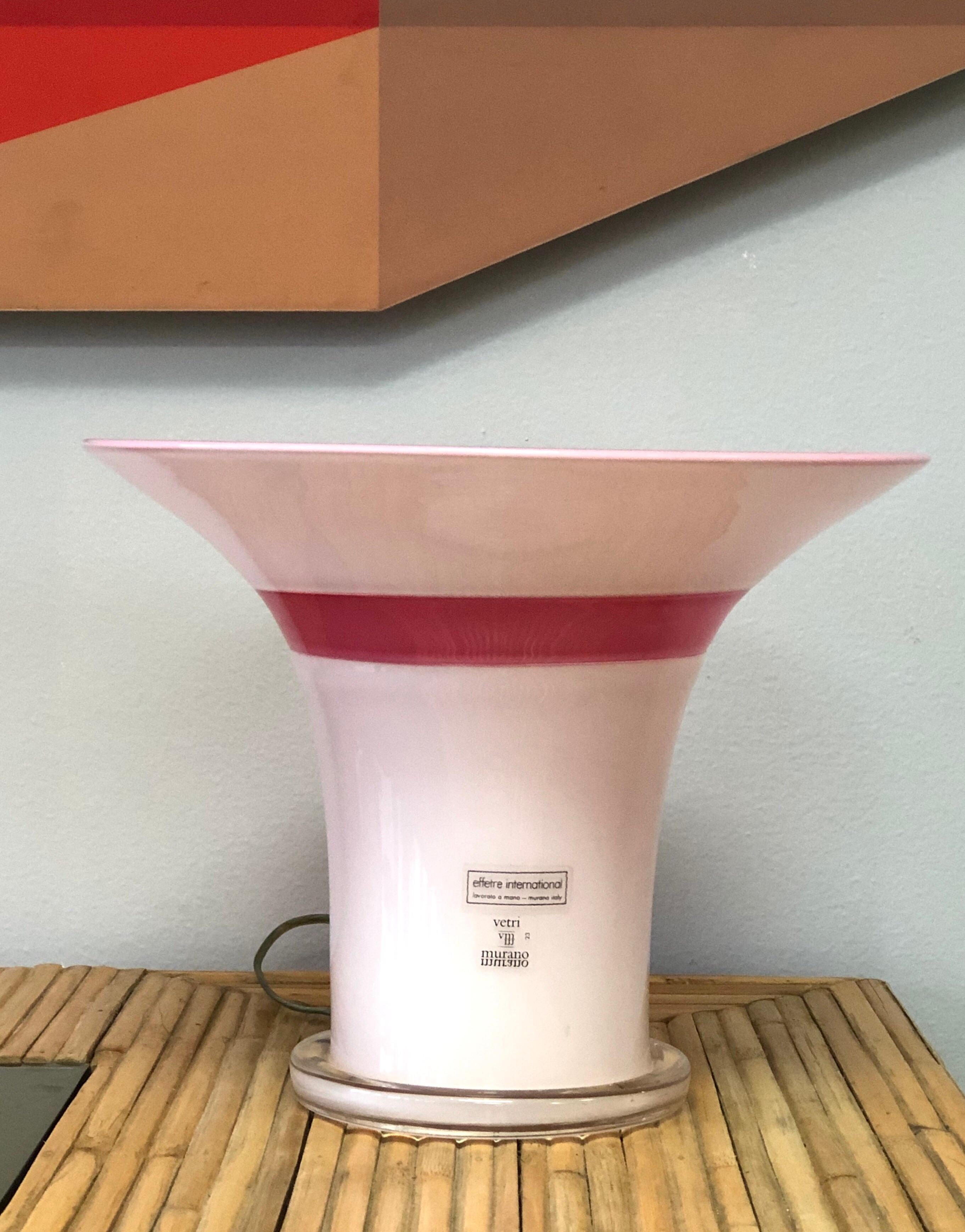 Lino Tagliapietra Signed Rare Pair of Murano Glass Table Lamps, 1982 In Good Condition In Miami, FL