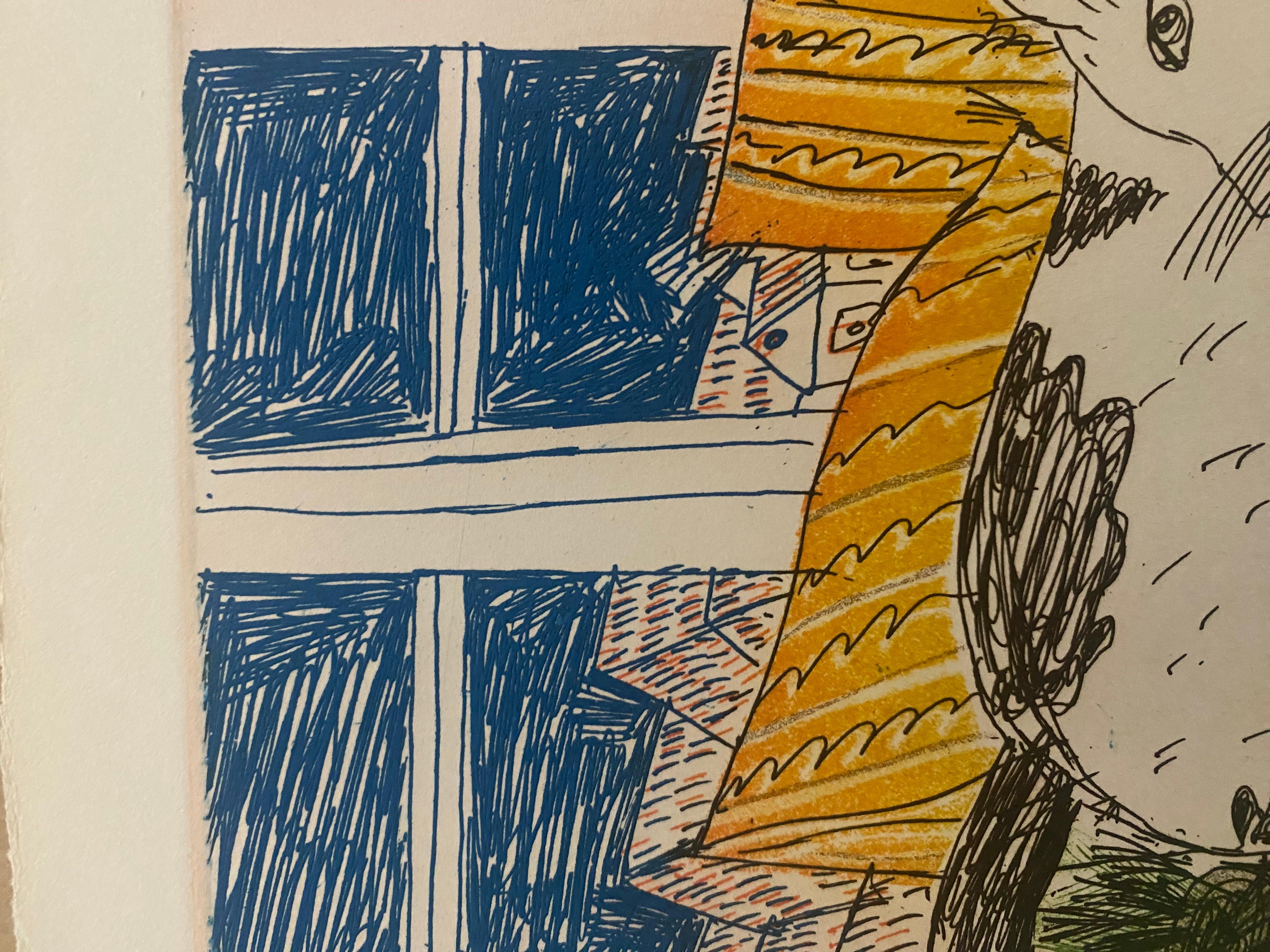 Français Lithographie en linogravure 