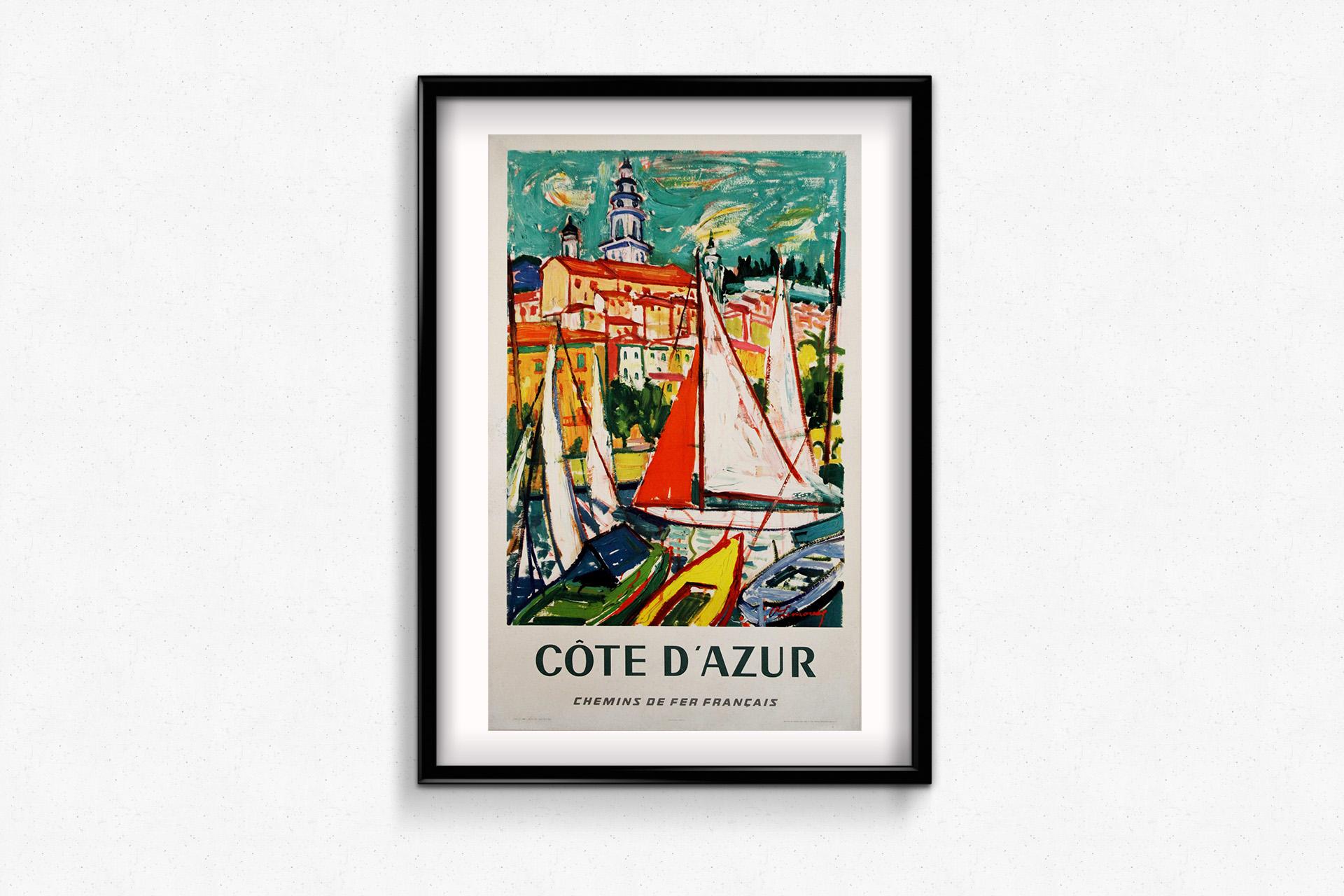 Affiche de voyage originale de 1965 : Côte d'Azur pour la SNCF - French Railway en vente 2