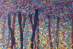 Linqi Shang Impressionist Original Acrylic On Canvas "Forest VII"