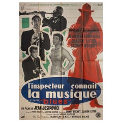 Vintage L'inspecteur connait la musique 1956 French Grande Film Poster