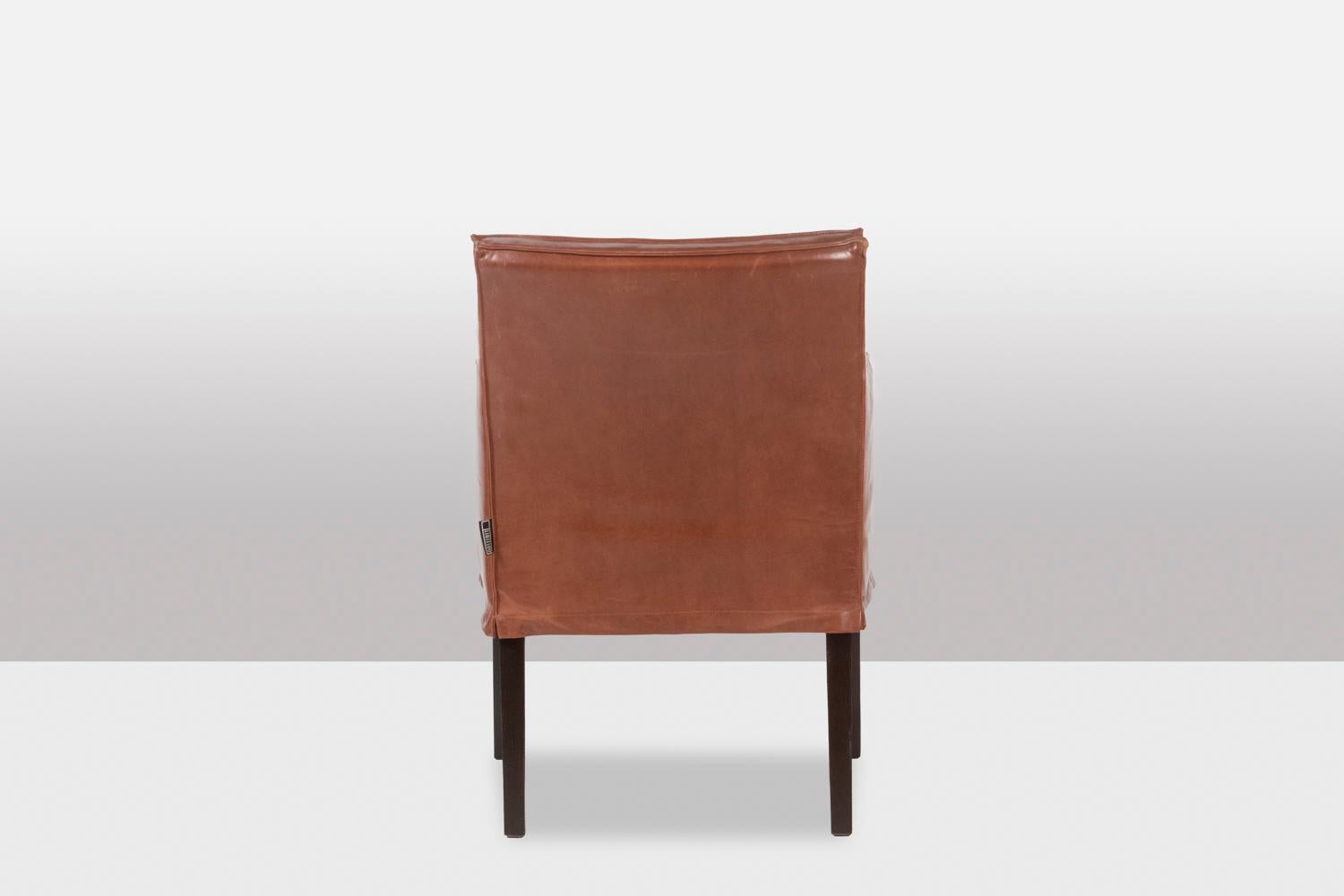 20ième siècle Lintello. Paire de fauteuils en cuir camel. 1970. en vente