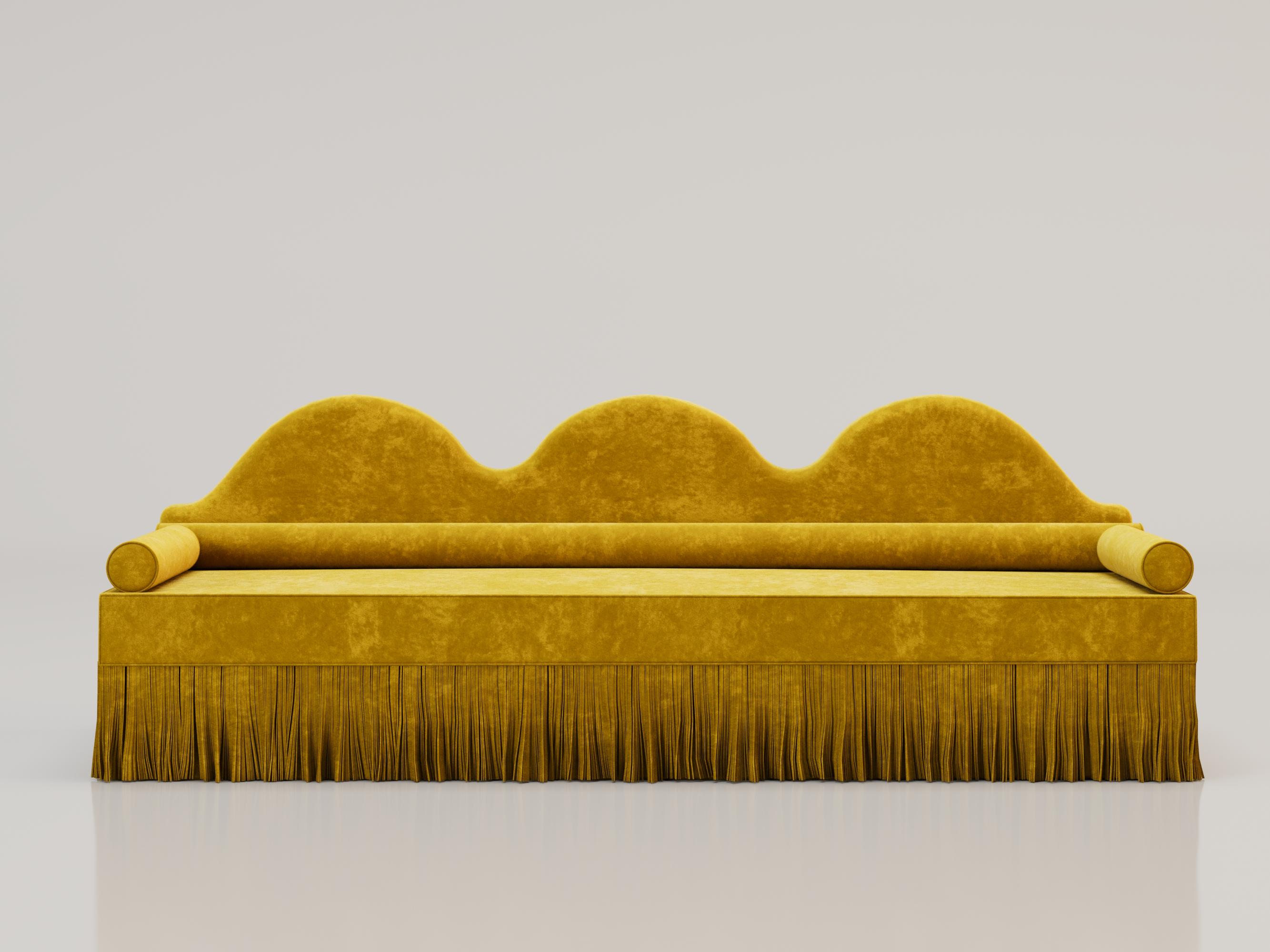Modern L'INTEMPOREL Sofa in Yellow by Alexandre Ligios, REP by Tuleste Factory For Sale