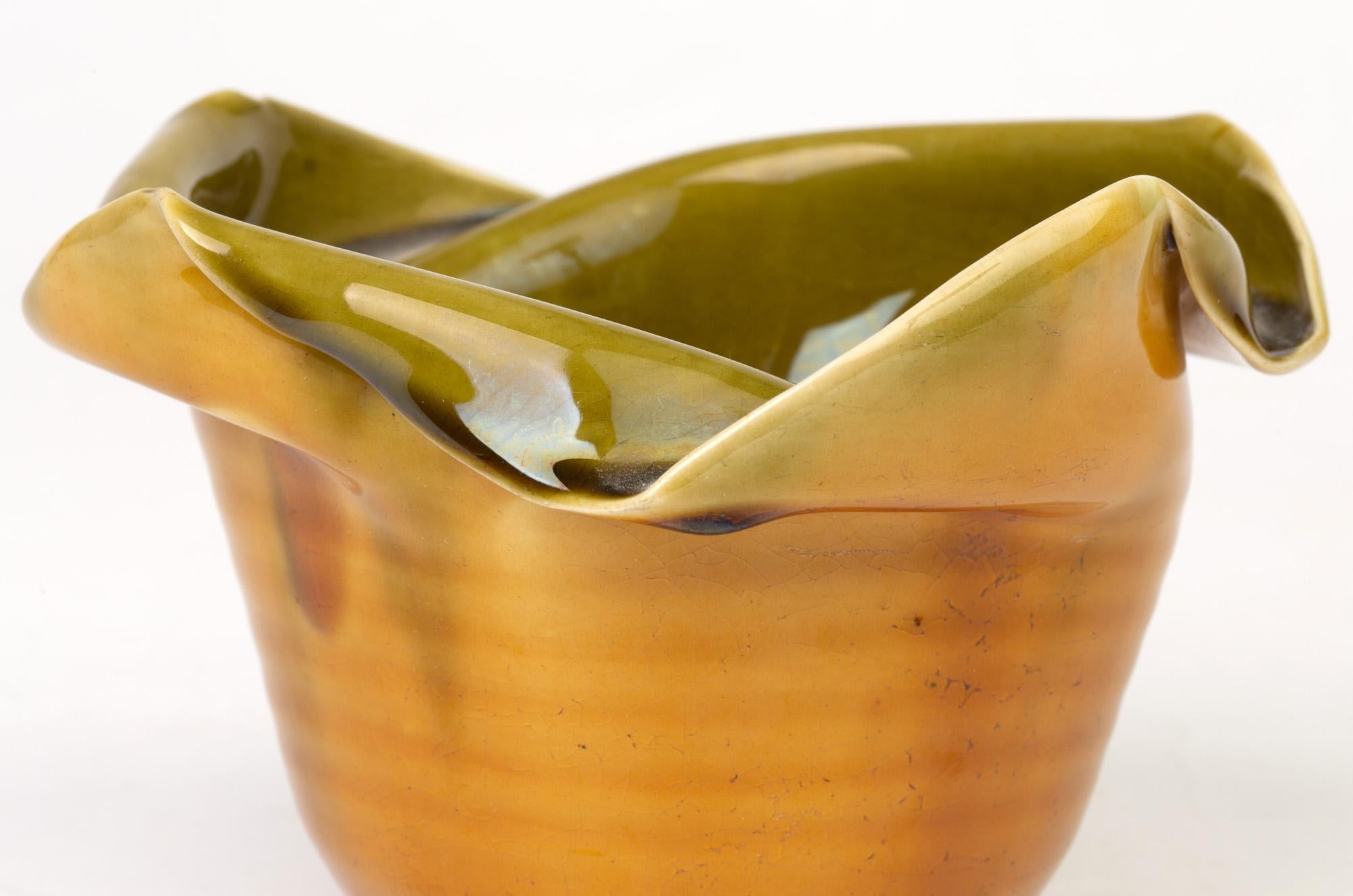 Linthorpe Aesthetic Movement Collapsed Art Pottery Vase by Christopher Dresser 2