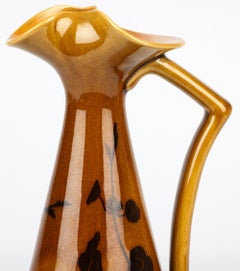 Linthorpe Art Pottery Floral Painted Art Pottery Handled Ewer
