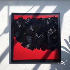 Painting L'Intrus 8 by Liora Textured Large Square Abstract Canvas Contemporary