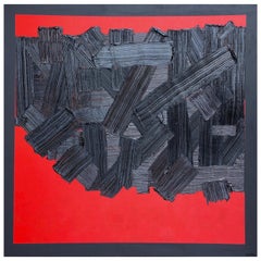 Painting L'Intrus 8 by Liora Textured Large Square Abstract Canvas Contemporary