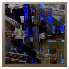 Painting L'intrus 9 by Liora Textured Large Square Abstract Canvas Contemporary