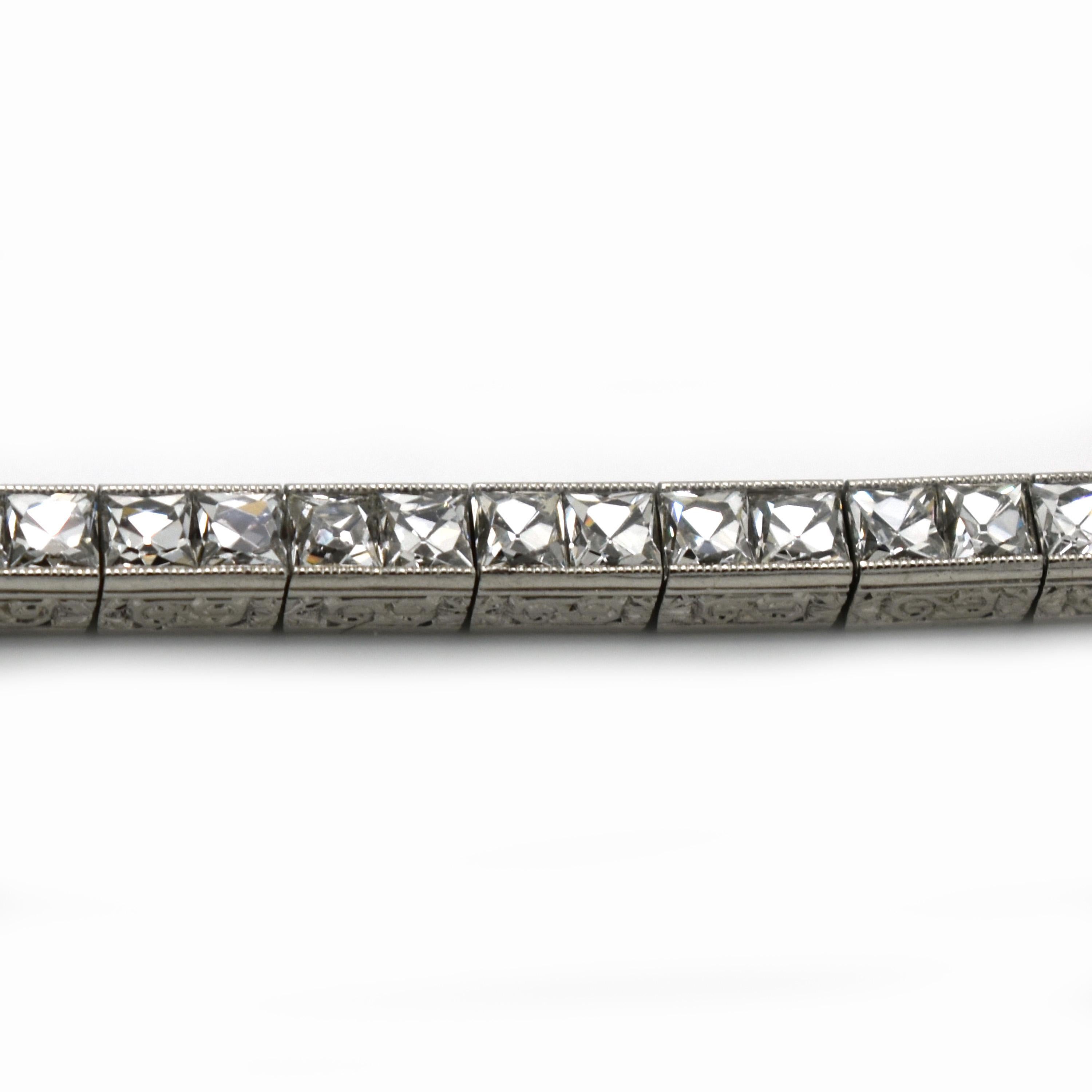 Linz Brothers Art Deco Diamond and Platinum Line Bracelet, circa 1925 In Good Condition In London, GB