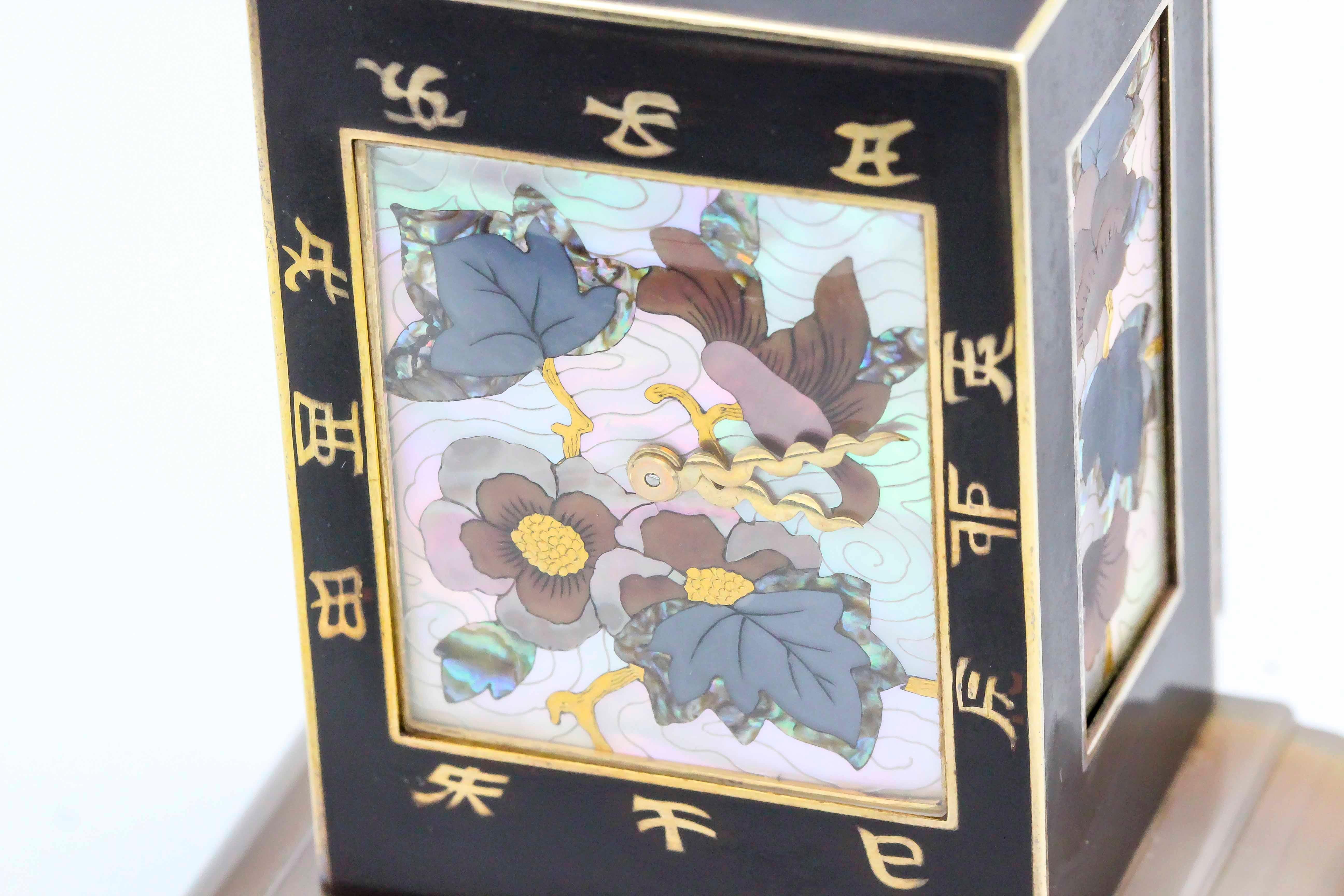 Linzeler Marchak Art Deco Inlaid Gold and Agate Clock 9