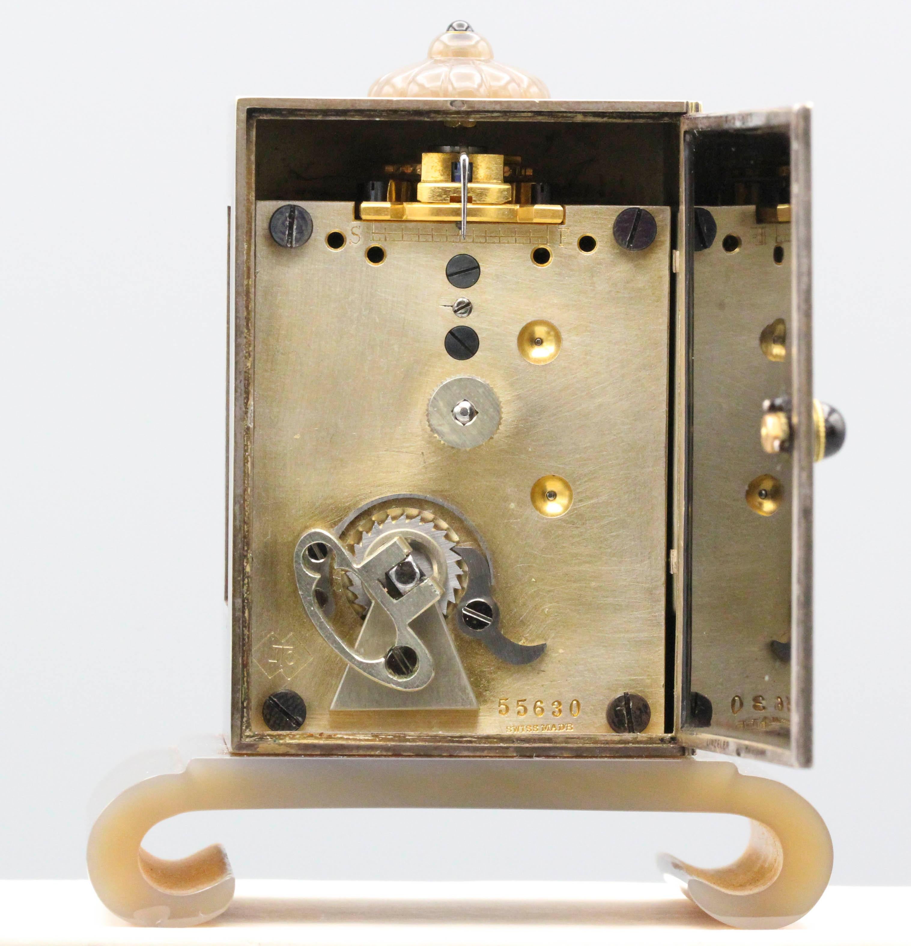 Women's or Men's Linzeler Marchak Art Deco Inlaid Gold and Agate Clock