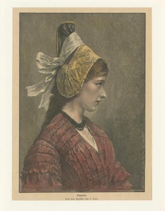 Linzerin – Austrian Folk Costume Print after Eduard Payer, ca. 1880
