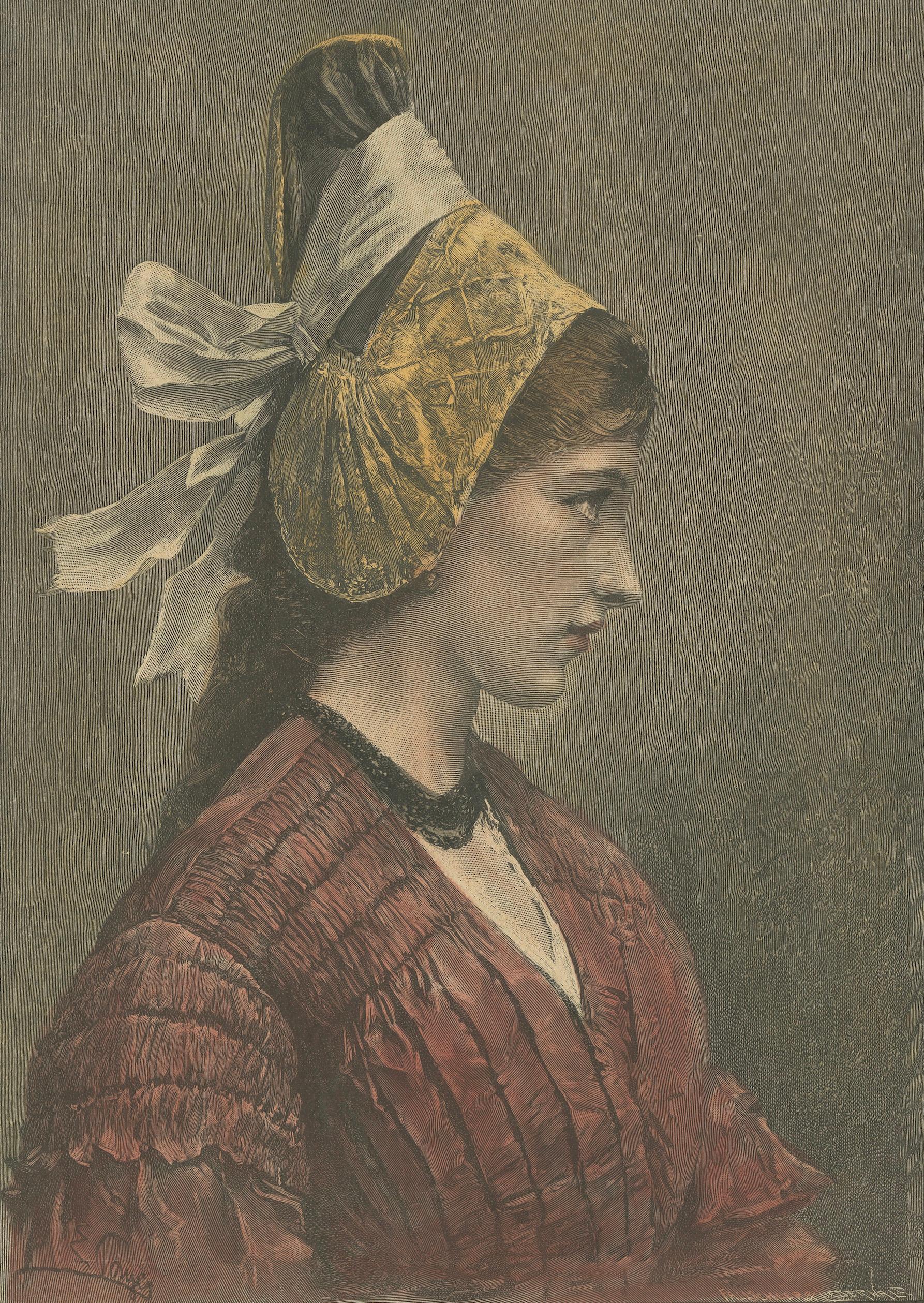 Linzerin – Austrian Folk Costume Print after Eduard Payer, ca. 1880