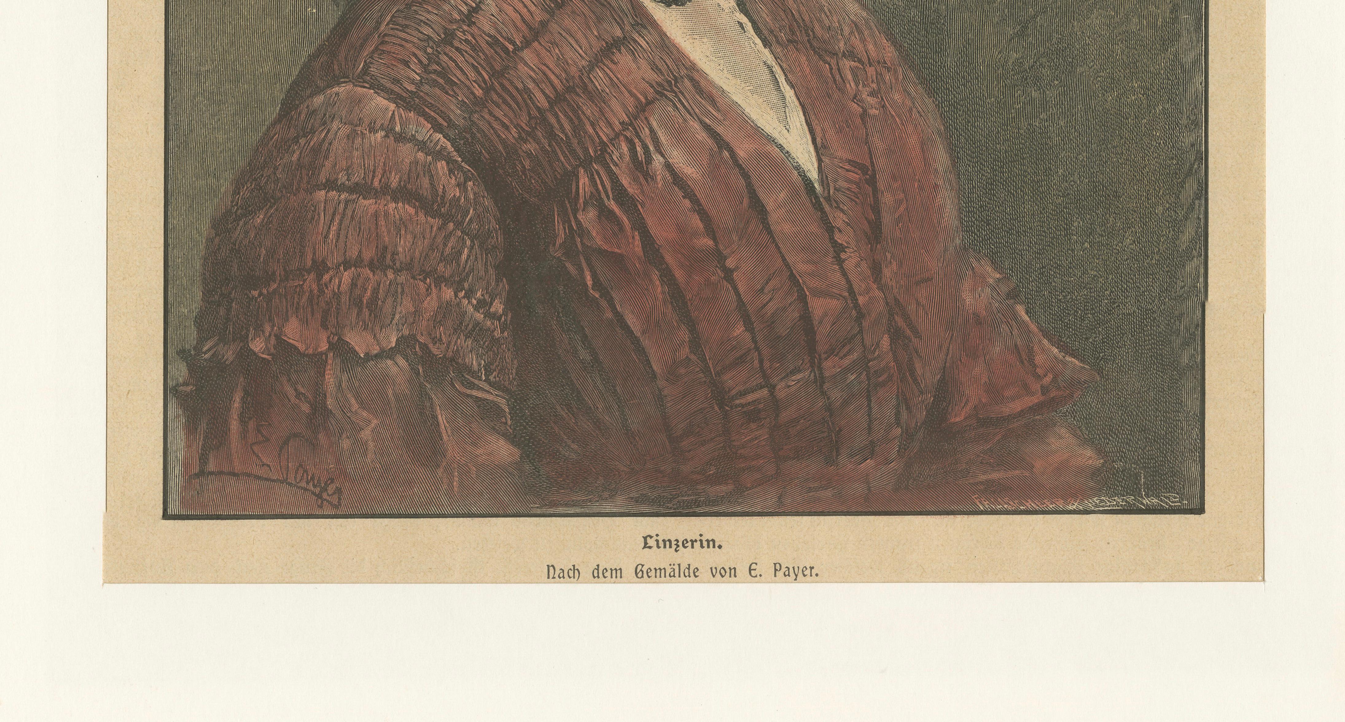 Linzerin – Austrian Folk Costume Print after Eduard Payer, ca. 1880