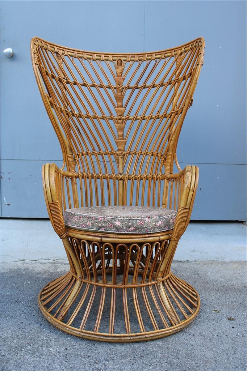 Lio Carminati Gio Ponti bamboo armchair ornamental midcentury Italian design.