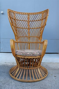 Lio Carminati Gio Ponti Bamboo Armchair Ornamental Midcentury Italian Design
