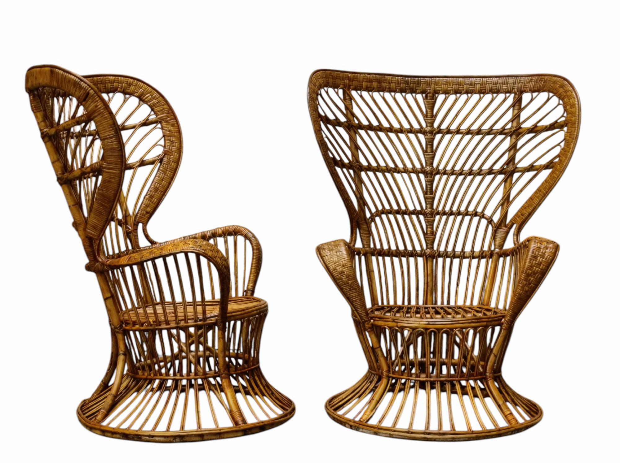 Lio Carminati & Gio Ponti Pareja de sillones de ratán 'Biancamano', Italia 1950 Moderno de mediados de siglo en venta