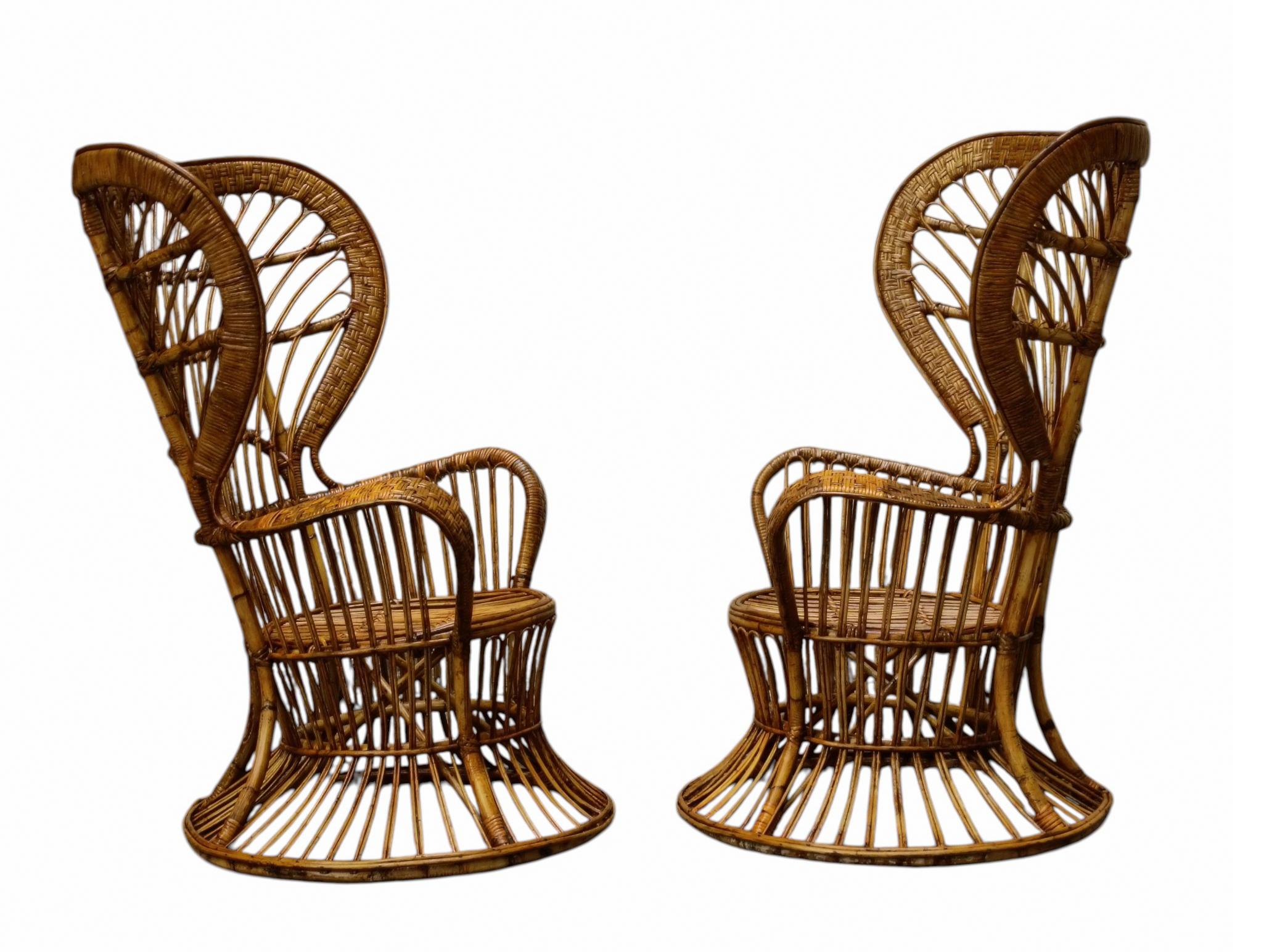 Lio Carminati & Gio Ponti Pareja de sillones de ratán 'Biancamano', Italia 1950 Italian en venta